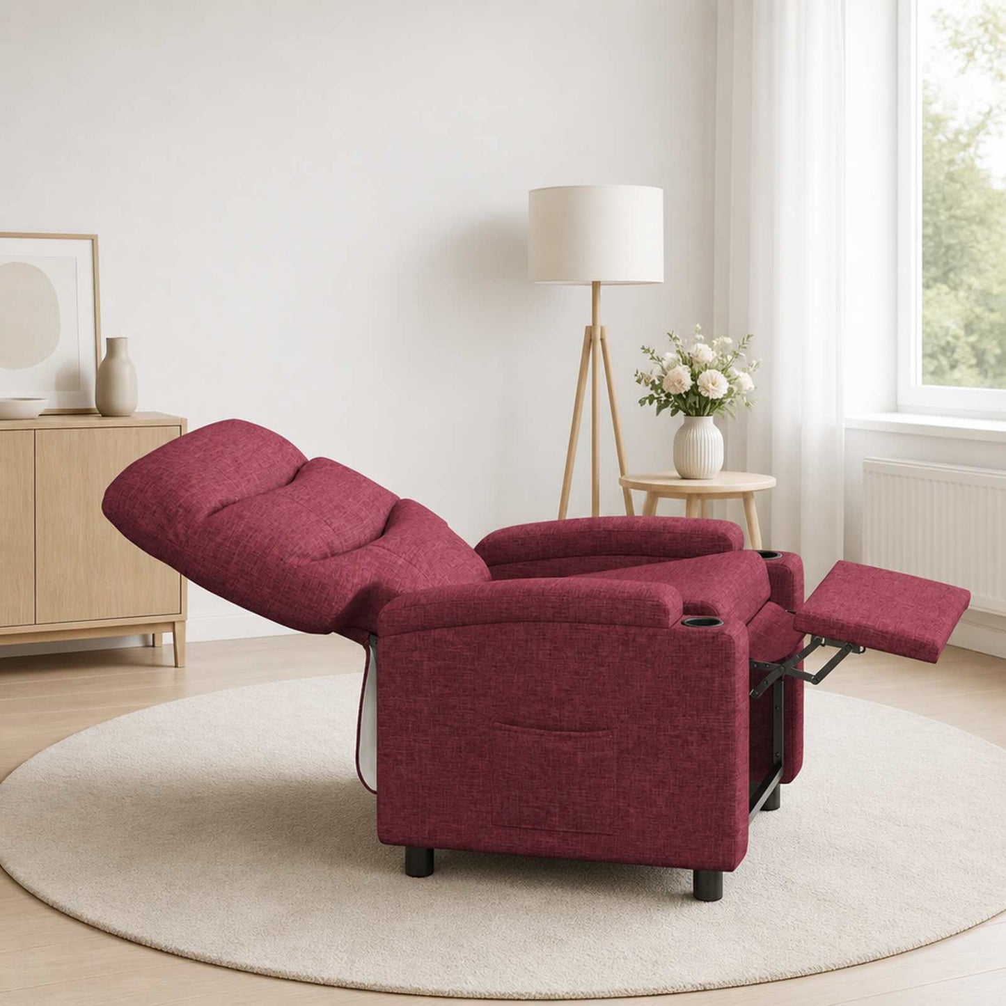 vidaXL Ανακλινόμενη πολυθρόνα Κόκκινο 75 x 93 x 102 cm Ύφασμα