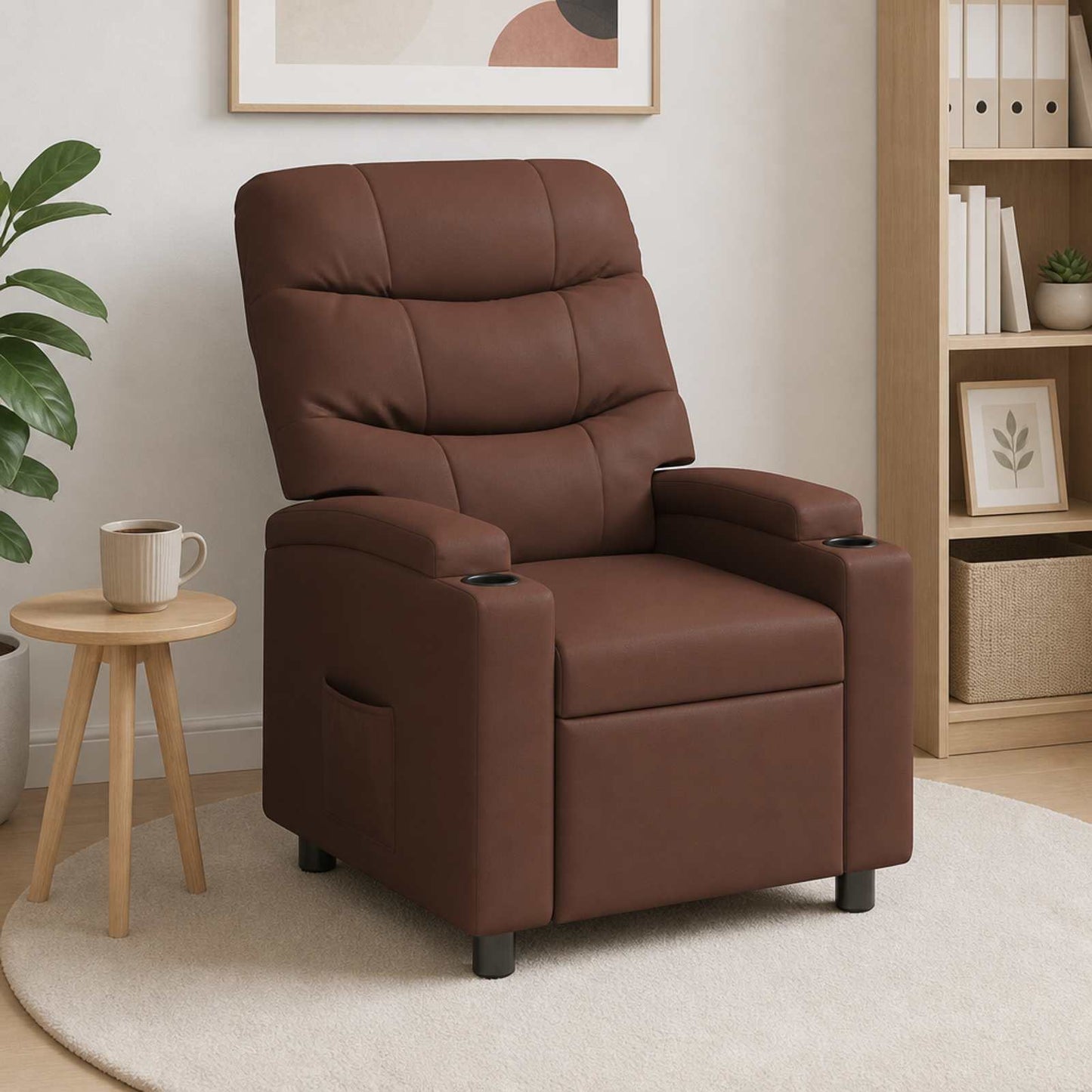 vidaXL Ανακλινόμενη πολυθρόνα Καφέ 75 x 93 x 102 cm Ύφασμα
