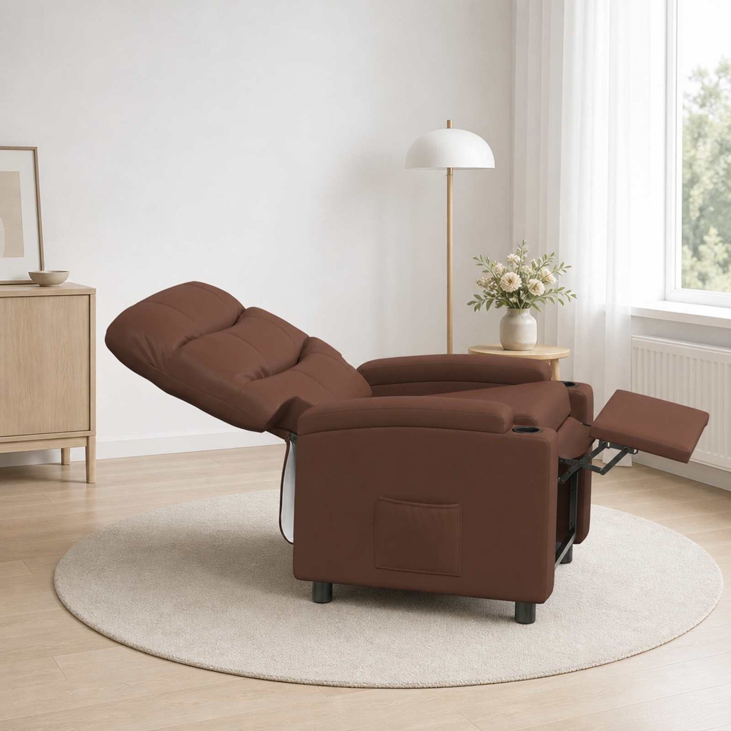 vidaXL Ανακλινόμενη πολυθρόνα Καφέ 75 x 93 x 102 cm Ύφασμα