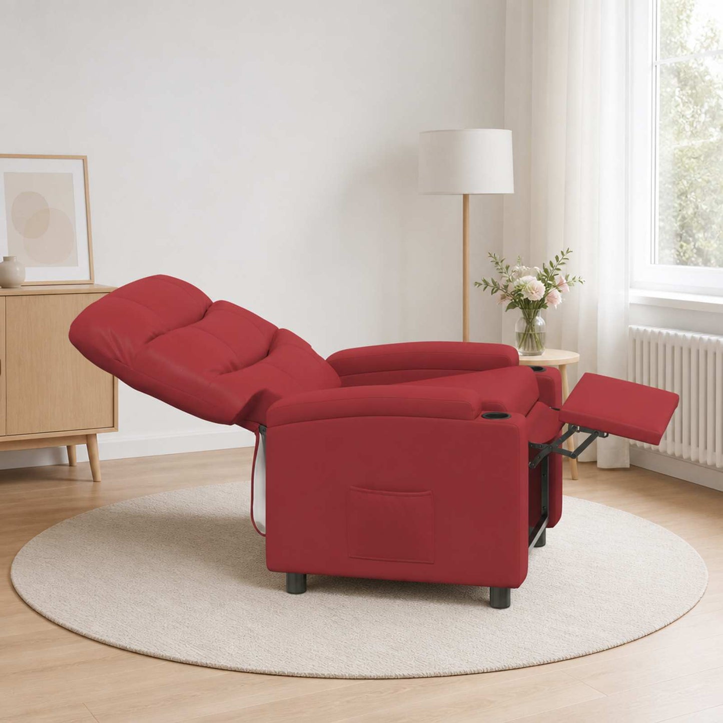 vidaXL Ανακλινόμενη πολυθρόνα Κόκκινο 75 x 93 x 102 cm Ύφασμα