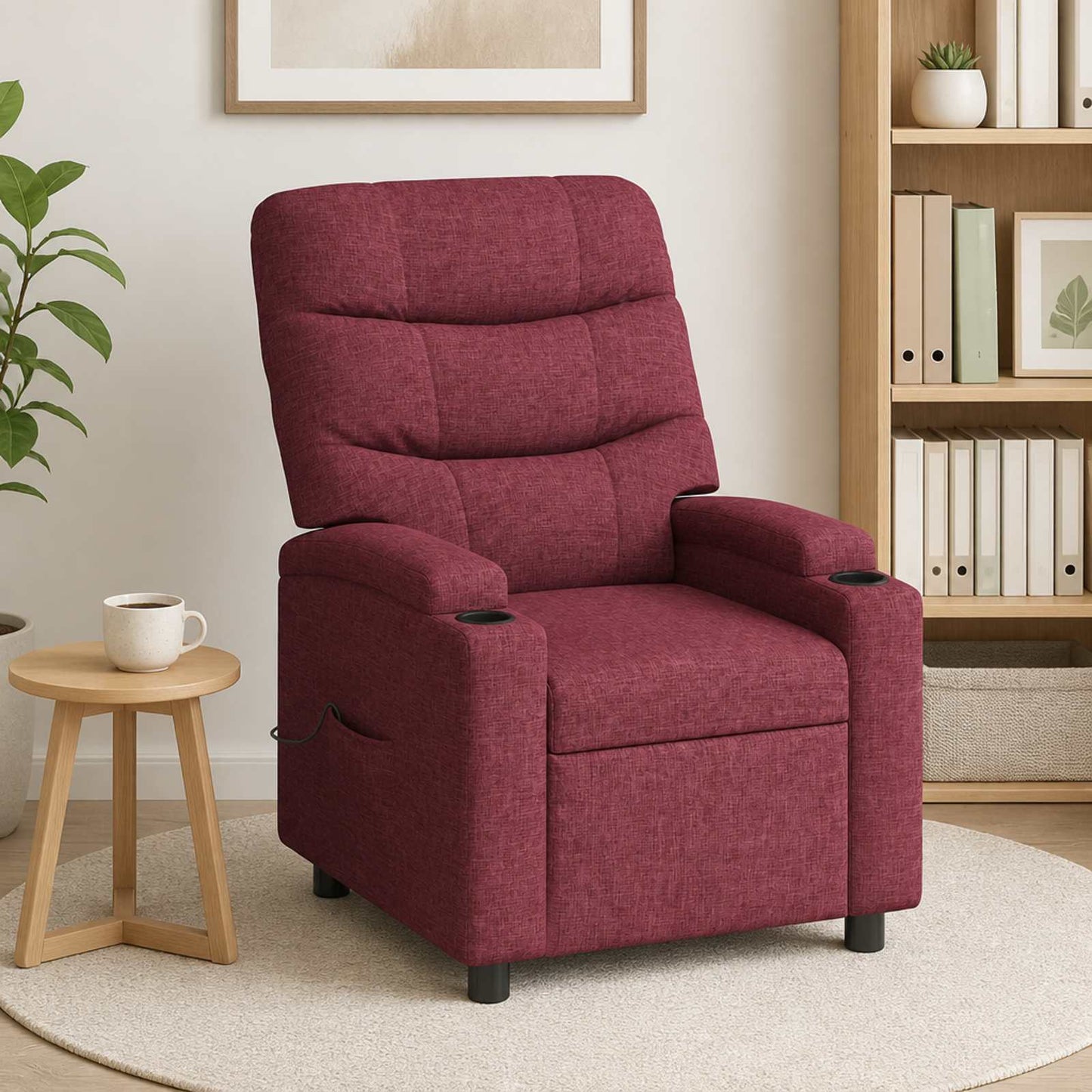 vidaXL Ανακλινόμενη Πολυθρόνα Μασάζ Κόκκινο 75 x 93 x 102 cm Ύφασμα