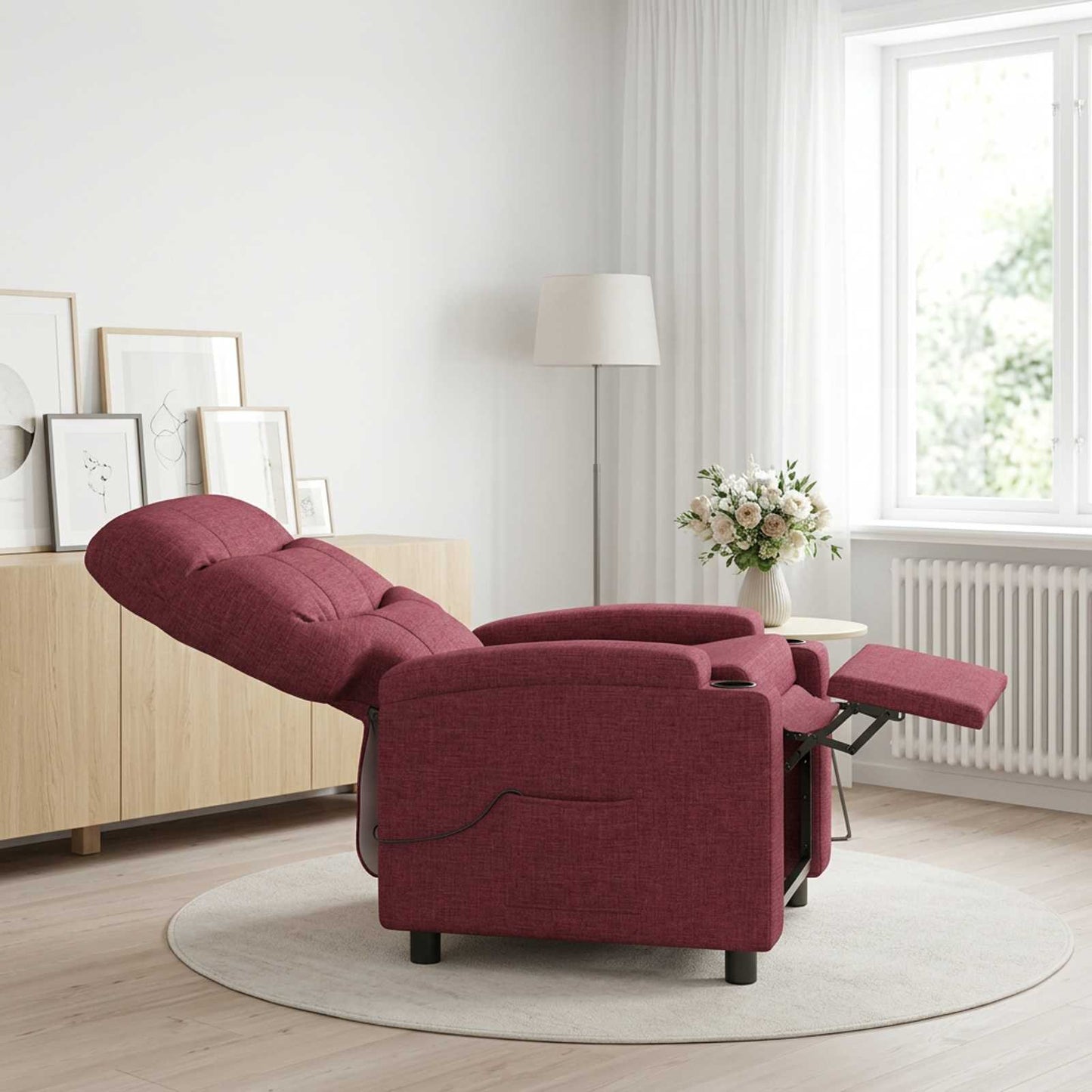 vidaXL Ανακλινόμενη Πολυθρόνα Μασάζ Κόκκινο 75 x 93 x 102 cm Ύφασμα