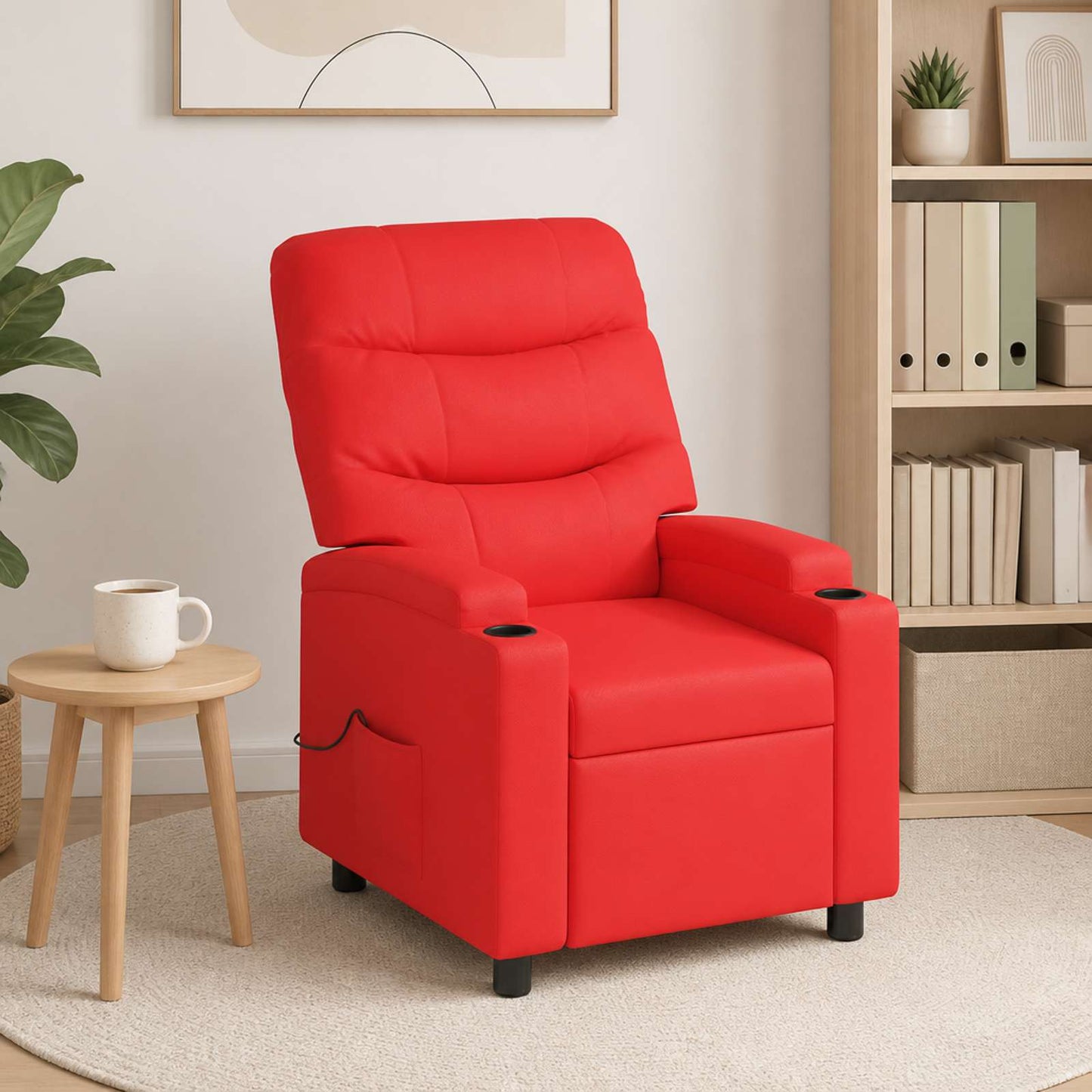 vidaXL Ανακλινόμενη Πολυθρόνα Μασάζ Κόκκινο 75 x 93 x 102 cm Ύφασμα