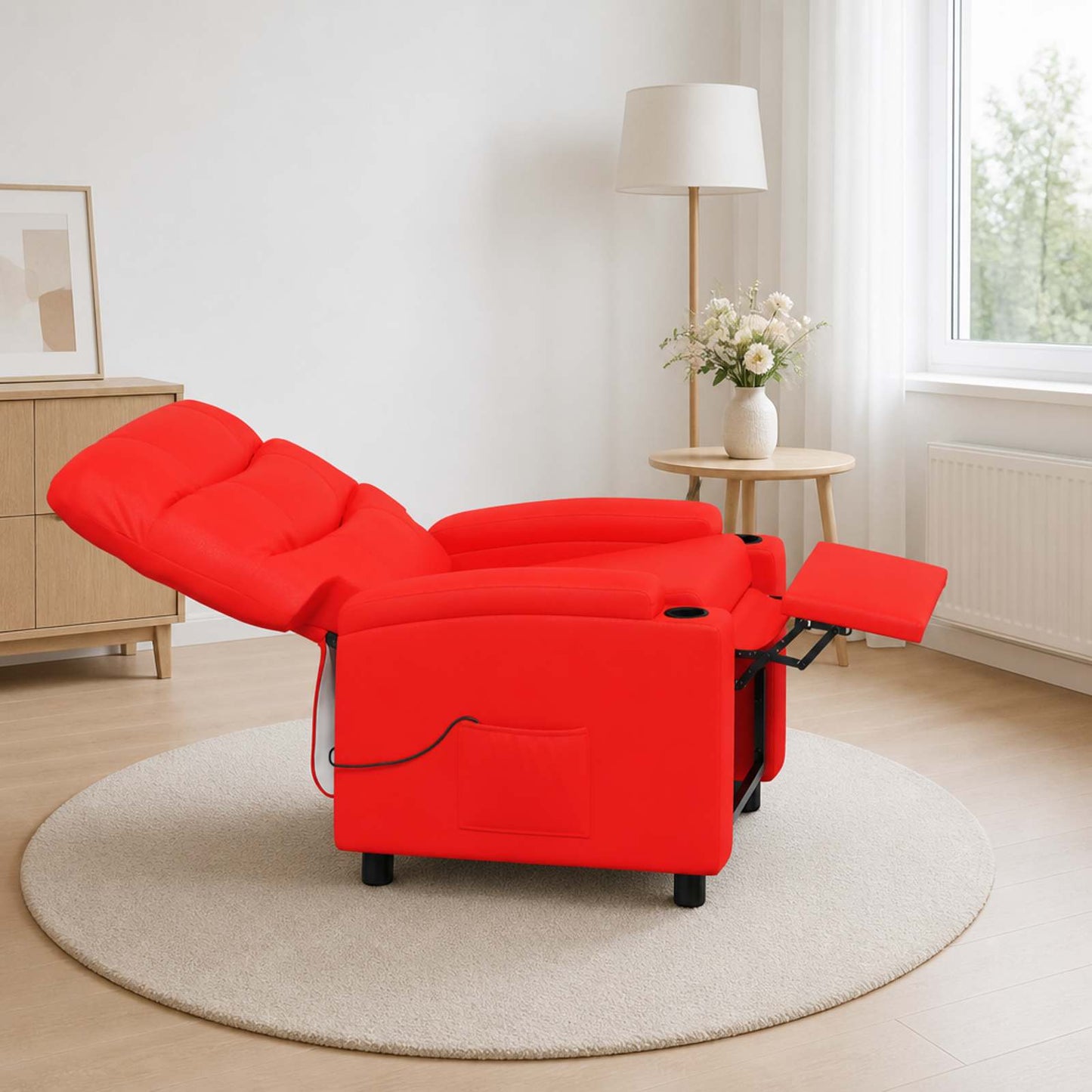 vidaXL Ανακλινόμενη Πολυθρόνα Μασάζ Κόκκινο 75 x 93 x 102 cm Ύφασμα