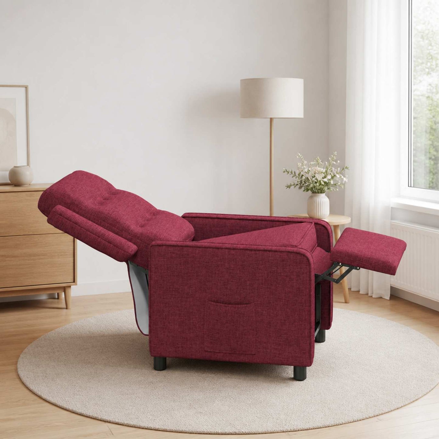 vidaXL Ανακλινόμενη πολυθρόνα Κόκκινο 65 x 93 x 102 cm Ύφασμα