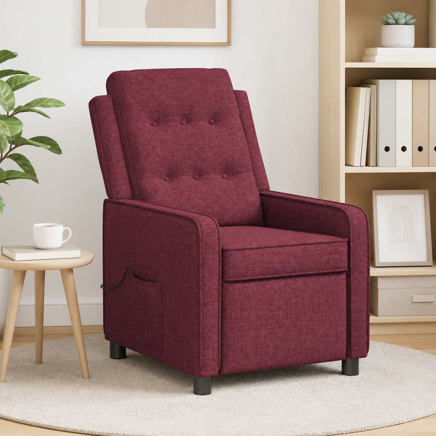 vidaXL Ανακλινόμενη Πολυθρόνα Μασάζ Κόκκινο 65 x 93 x 102 cm Ύφασμα