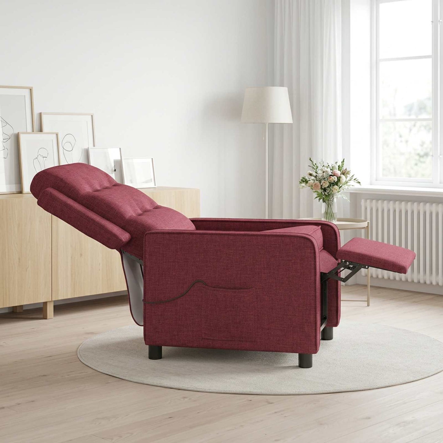 vidaXL Ανακλινόμενη Πολυθρόνα Μασάζ Κόκκινο 65 x 93 x 102 cm Ύφασμα