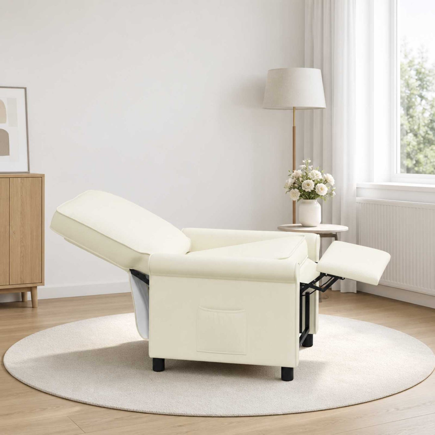 vidaXL Ανακλινόμενη πολυθρόνα Κρεμ 69 x 95 x 101 cm Ύφασμα