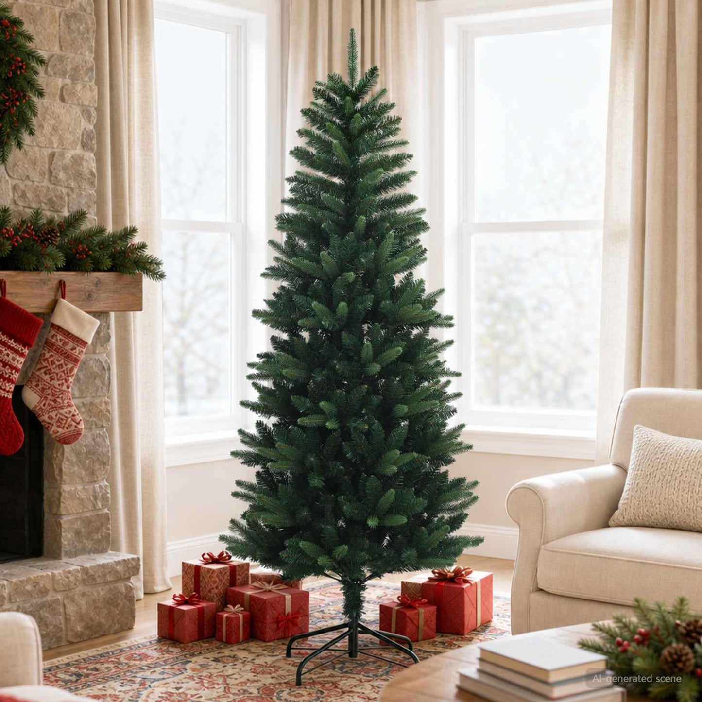vidaXL Artificial Hinged Christmas Tree 180 εκ. ΠΕ και PVC Πράσινο