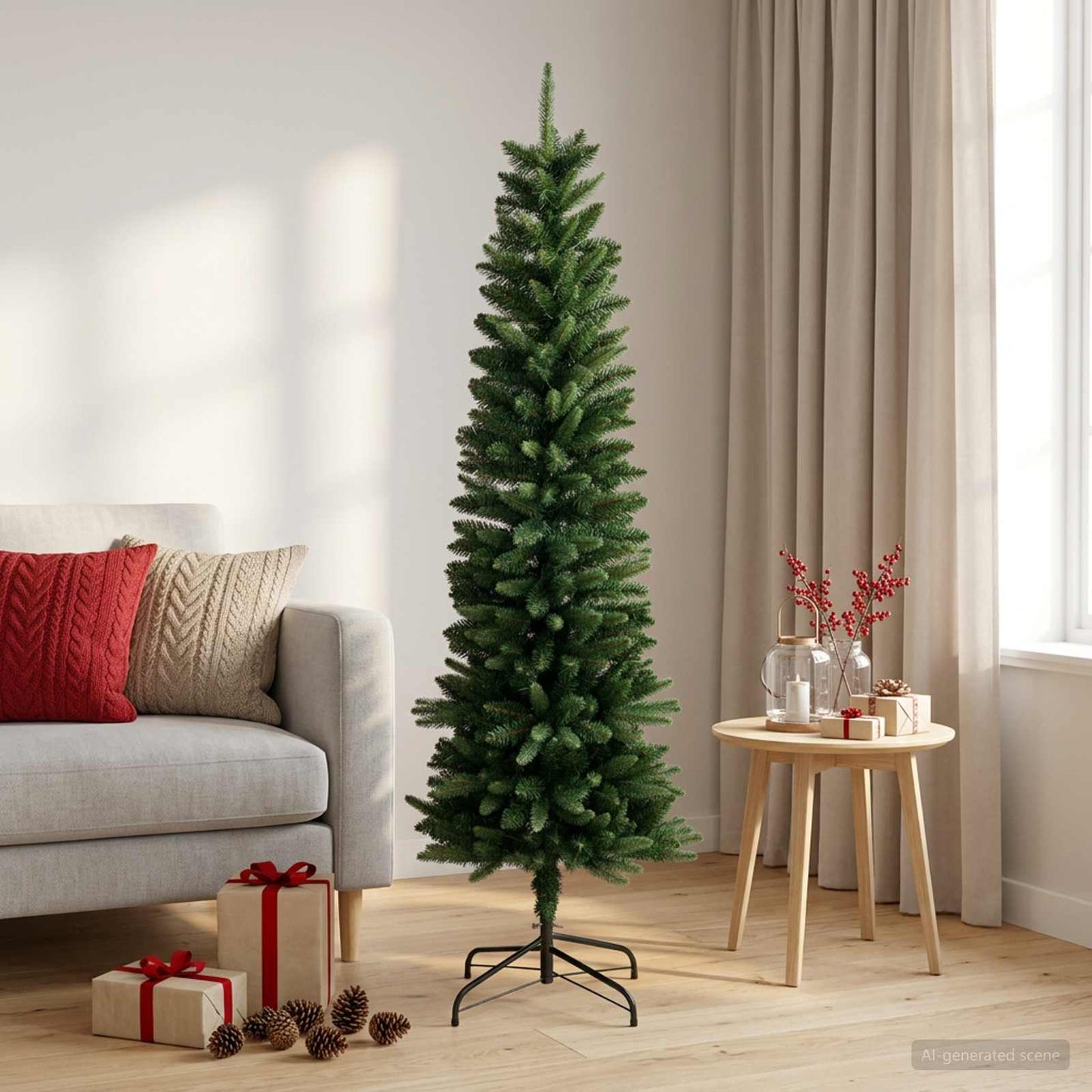 vidaXL Artificial Slim Christmas Tree 120 εκ. ΠΕ και PVC Πράσινο
