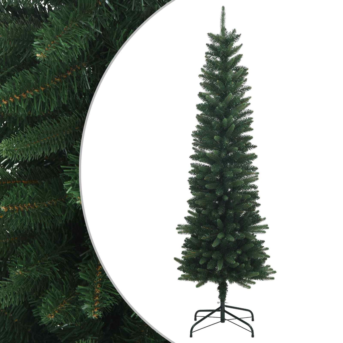 vidaXL Artificial Slim Christmas Tree 210 εκ. ΠΕ και PVC Πράσινο