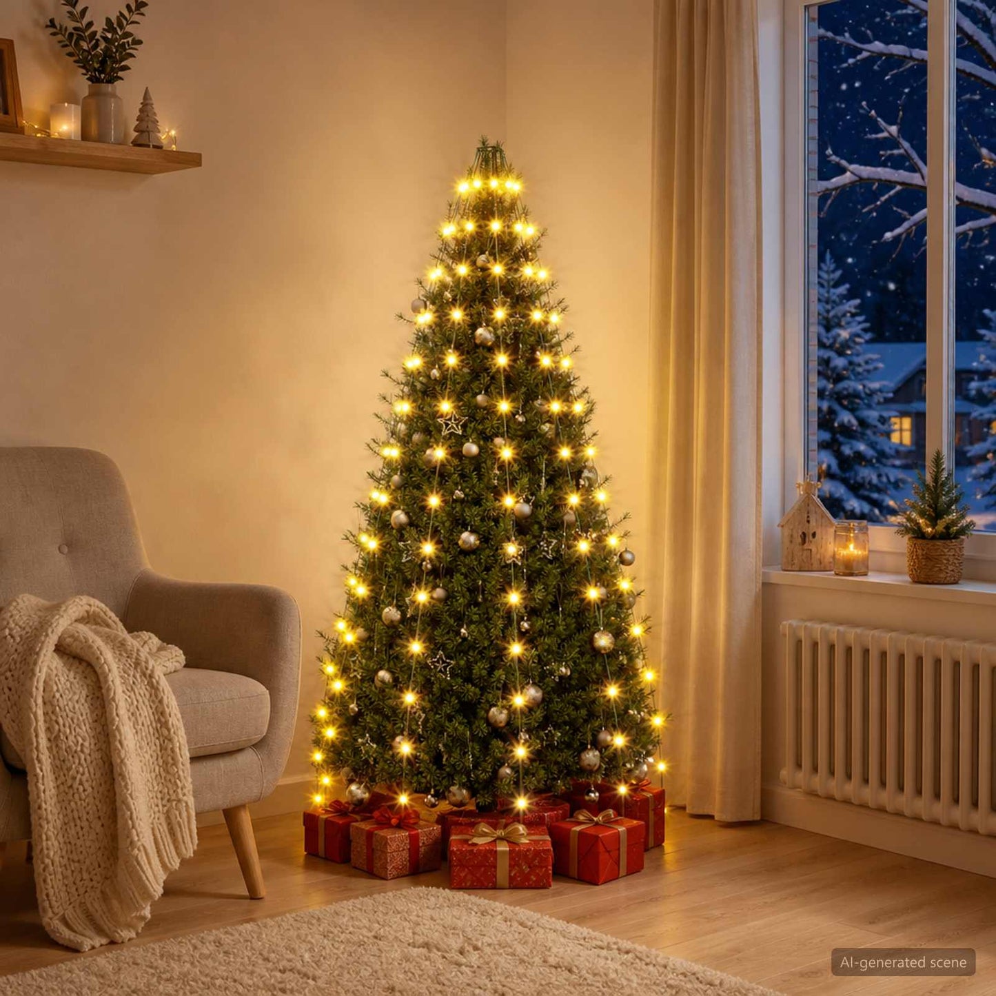 vidaXL Λαμπάκια Χριστουγεννιάτικου Δέντρου 150 LED Θερμό λευκό 150 cm