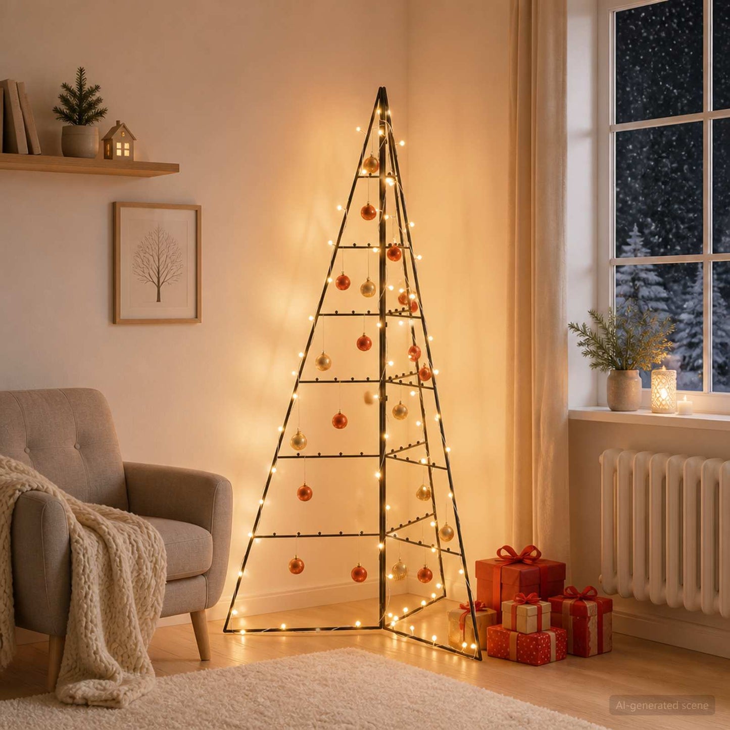 vidaXL Μεταλλικό χριστουγεννιάτικο δέντρο με LED KUOPIO 140 εκ.
