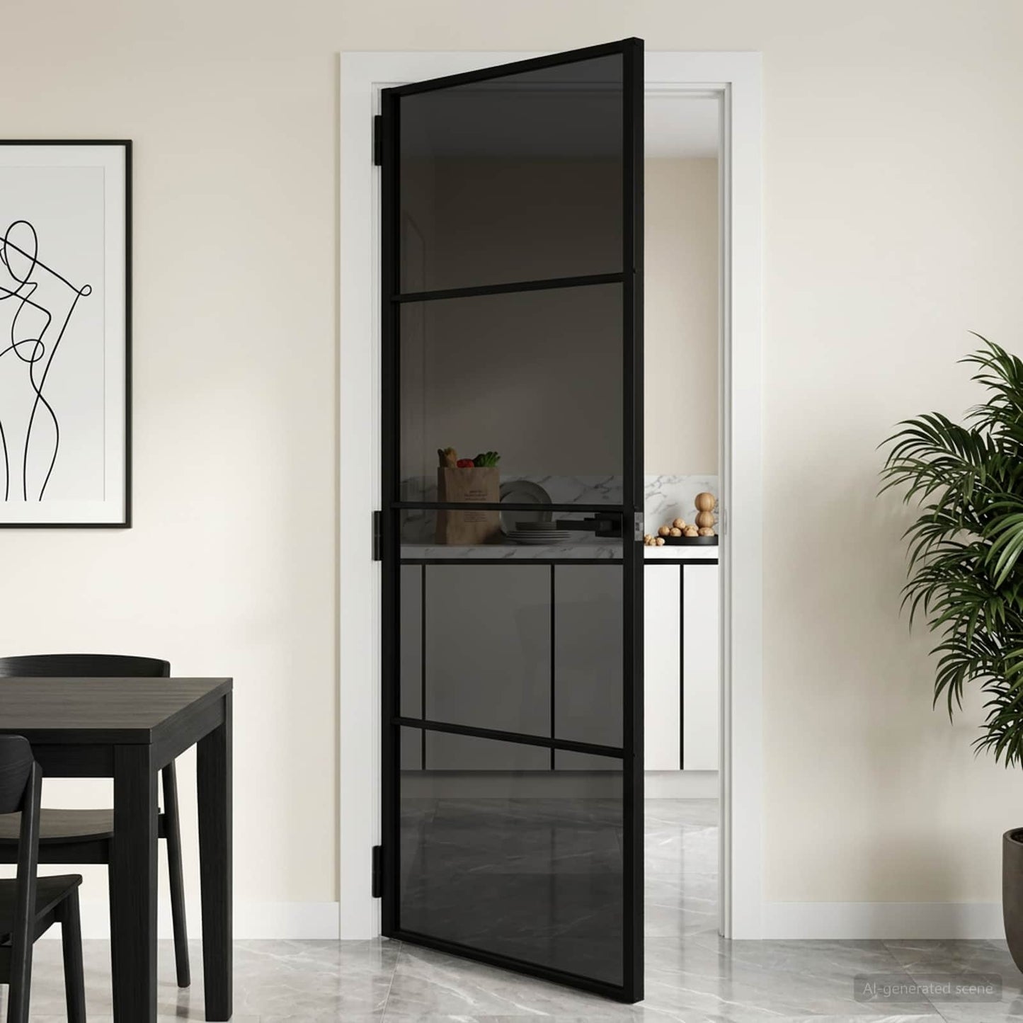 vidaXL Εσωτερική Πόρτα 76 x 201,5 cm Θρυμματισμένο Γυαλί και Αλουμίνιο