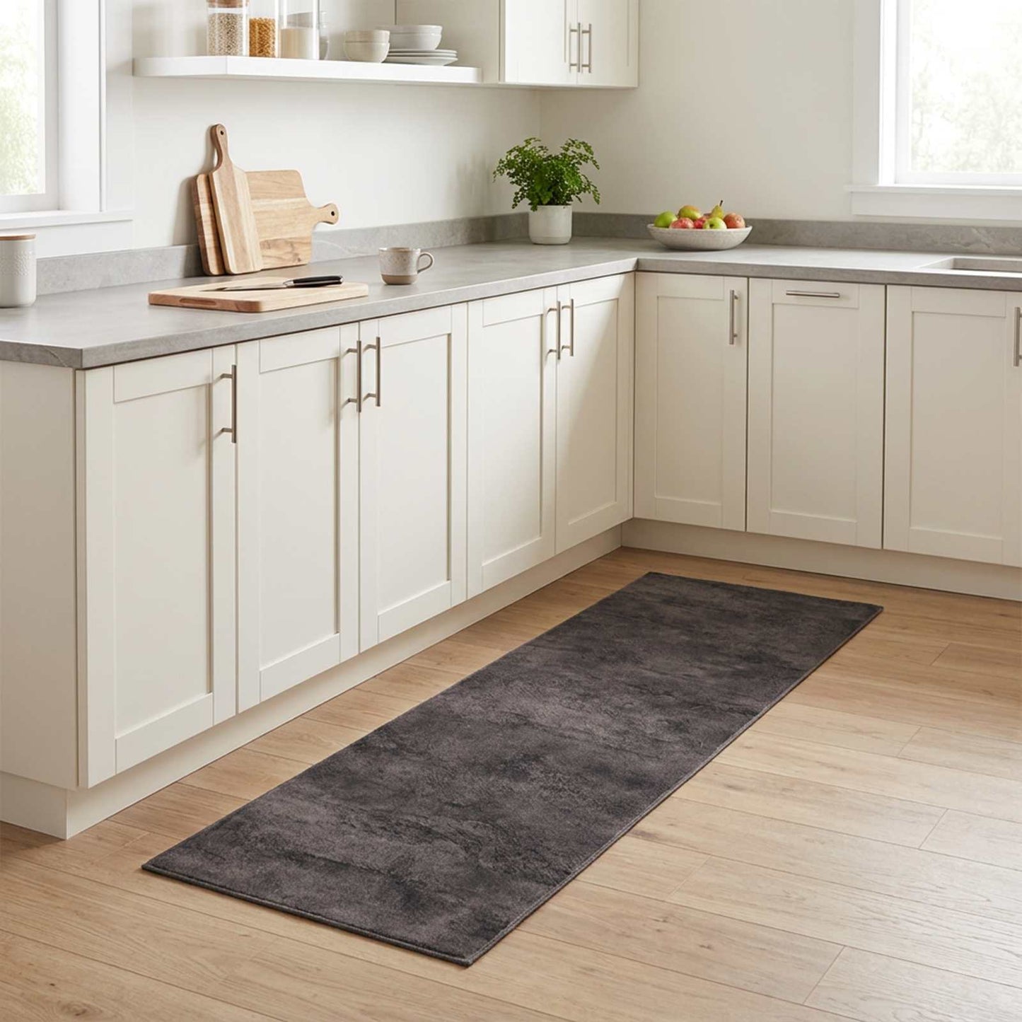 vidaXL Χαλί Κουζίνας μαύρο σκυρόδεμα 180 x 60 cm 100% Πολυαμίδιο