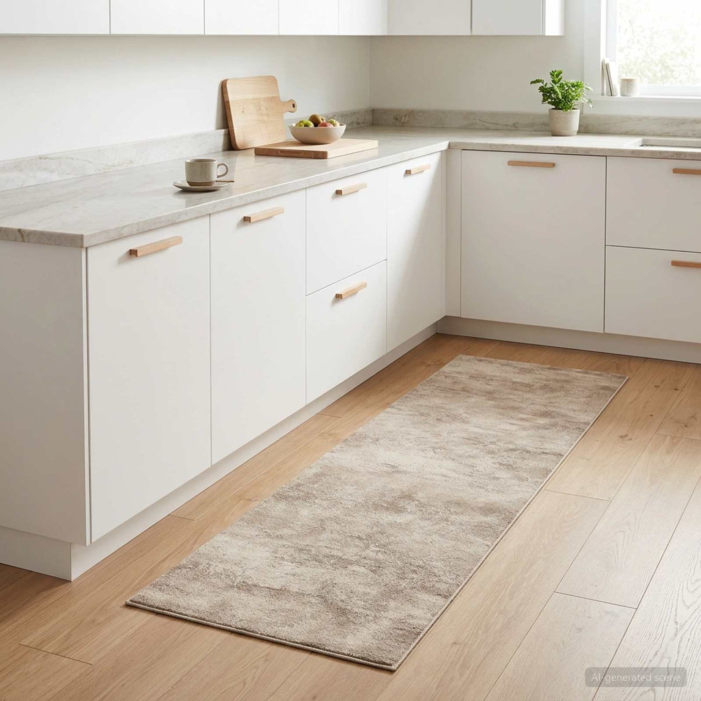 vidaXL Χαλί Κουζίνας Μπεζ σκυρόδεμα 150 x 45 εκ 100% Πολυαμίδιο