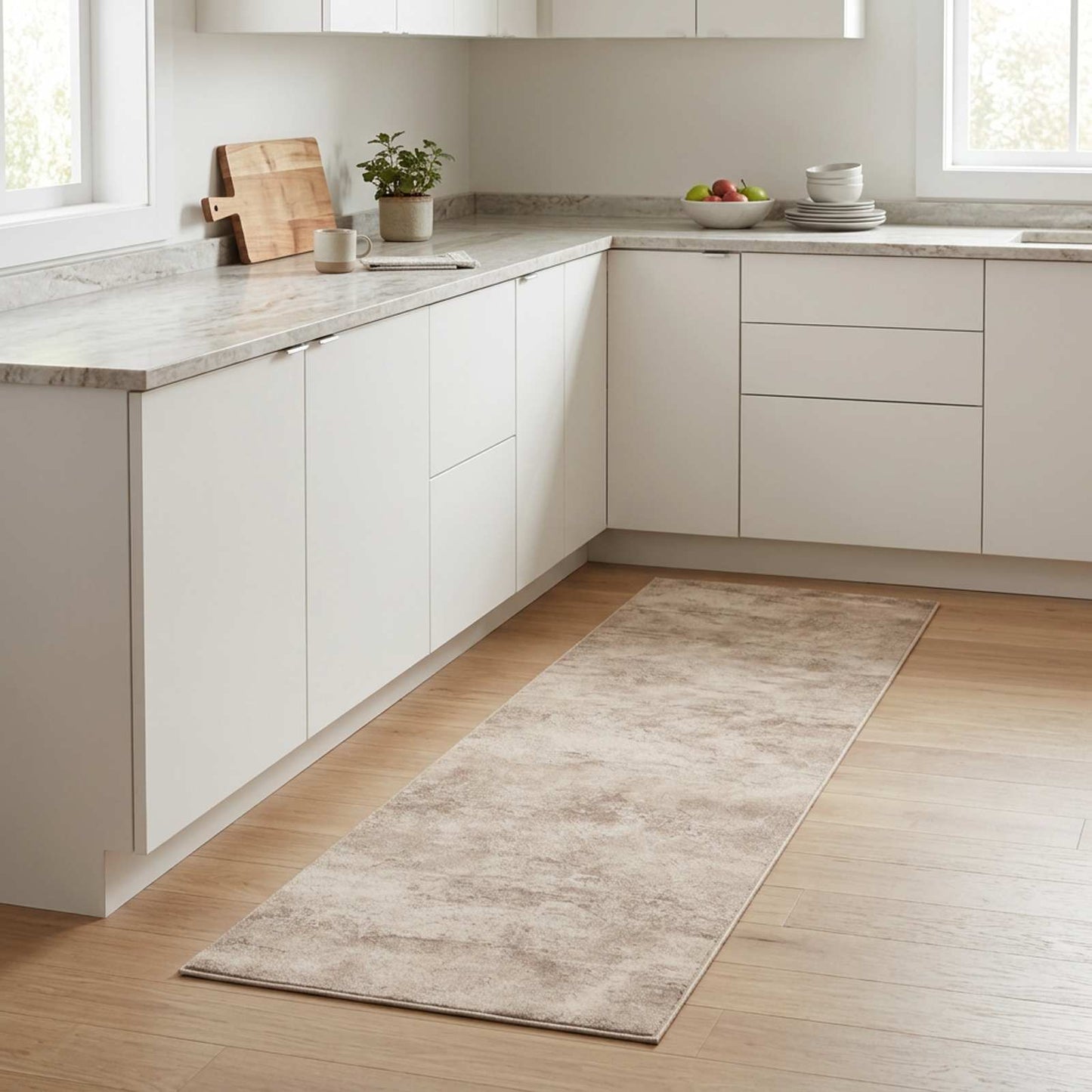 vidaXL Χαλί Κουζίνας Μπεζ σκυρόδεμα 300 x 60 εκ 100% Πολυαμίδιο