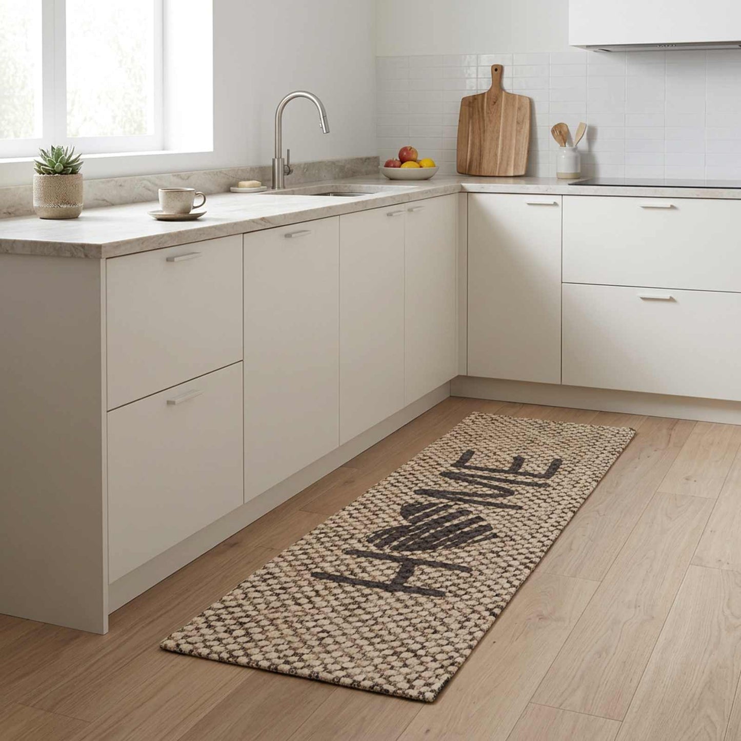 vidaXL Χαλί Κουζίνας Μπεζ σπίτι 300 x 60 εκ 100% Πολυαμίδιο Πλένεται