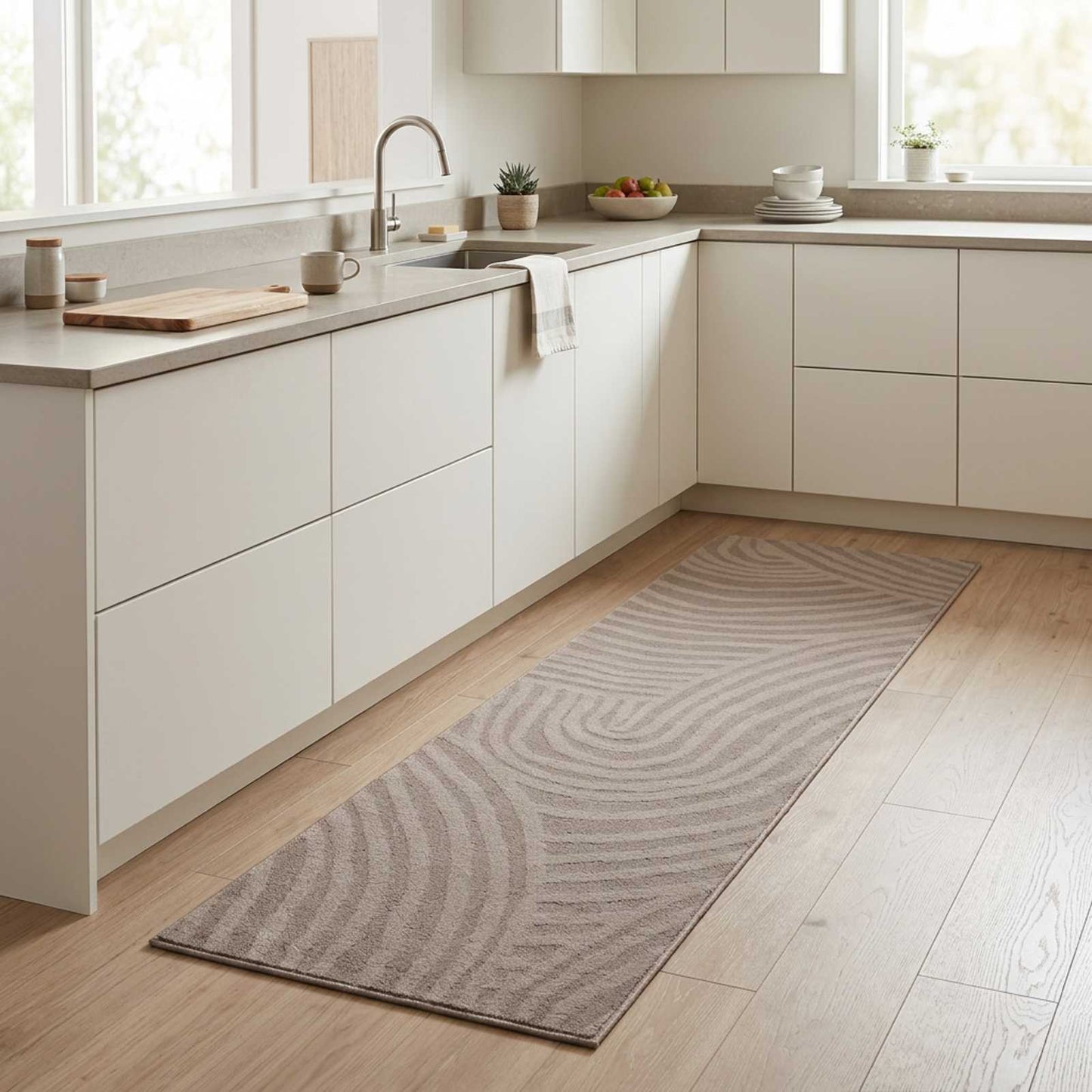vidaXL Χαλί Κουζίνας Καφέ σκανδιναβικό 300 x 60 εκ 100% Πολυαμίδιο