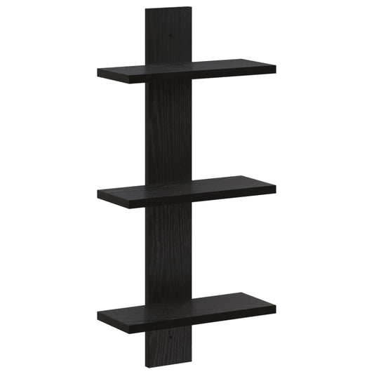 vidaXL Ράφι Τοίχου Μαύρη Δρυς 30 x 13.5 x 64.5 cm Επεξεργασμένο Ξύλο