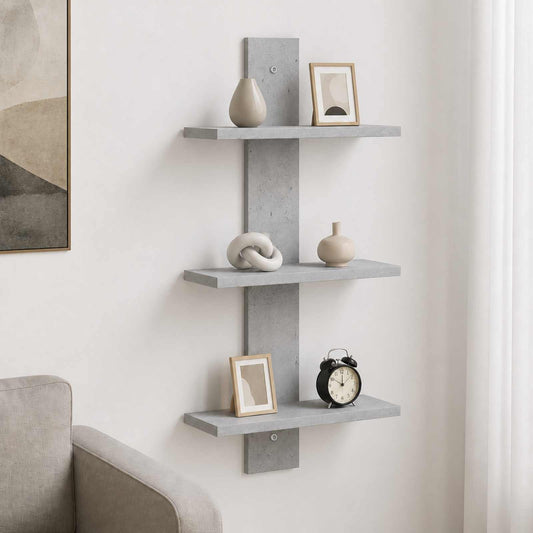 vidaXL Ράφι Τοίχου Γκρι Σκυροδέματος 30 x 13,5 x 64,5 cm