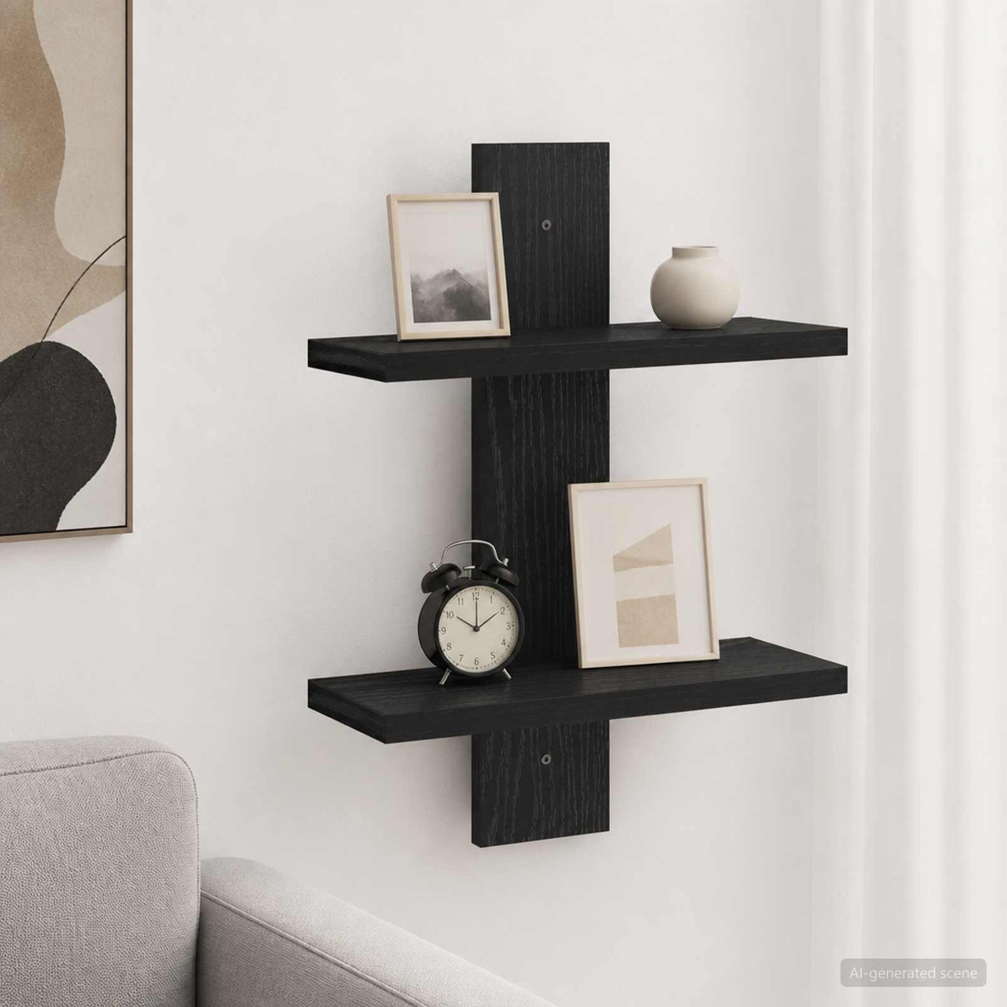 vidaXL Ράφι Τοίχου Μαύρη Δρυς 30 x 13.5 x 43 cm Επεξεργασμένο Ξύλο