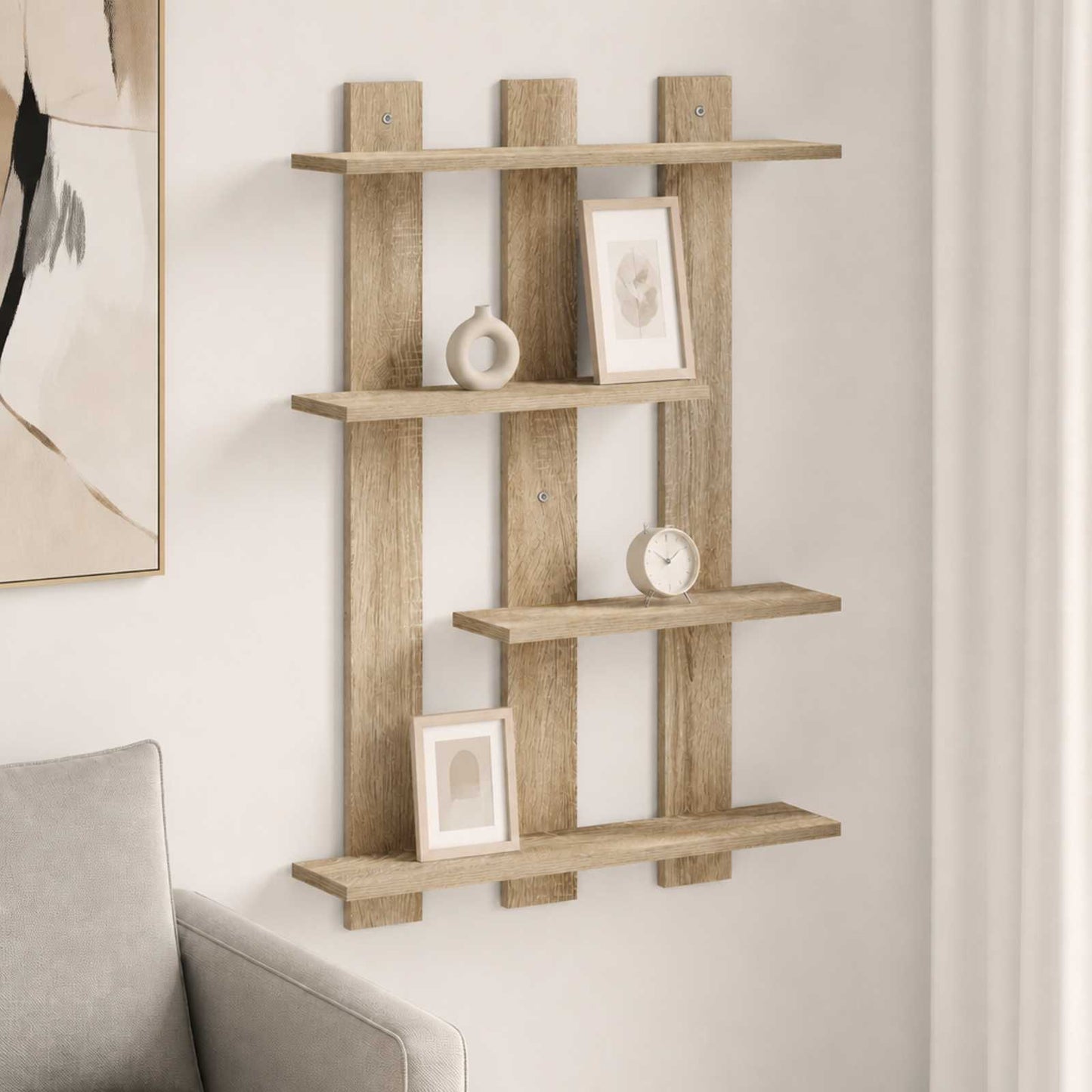 vidaXL Ράφι Τοίχου Sonoma Δρυς 61 x 13,5 x 88 εκ Επεξεργασμένο Ξύλο