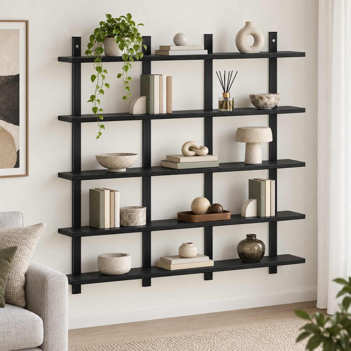 vidaXL Ράφι Τοίχου Μαύρη Δρυς 102 x 13.5 x 102 cm Επεξεργασμένο Ξύλο