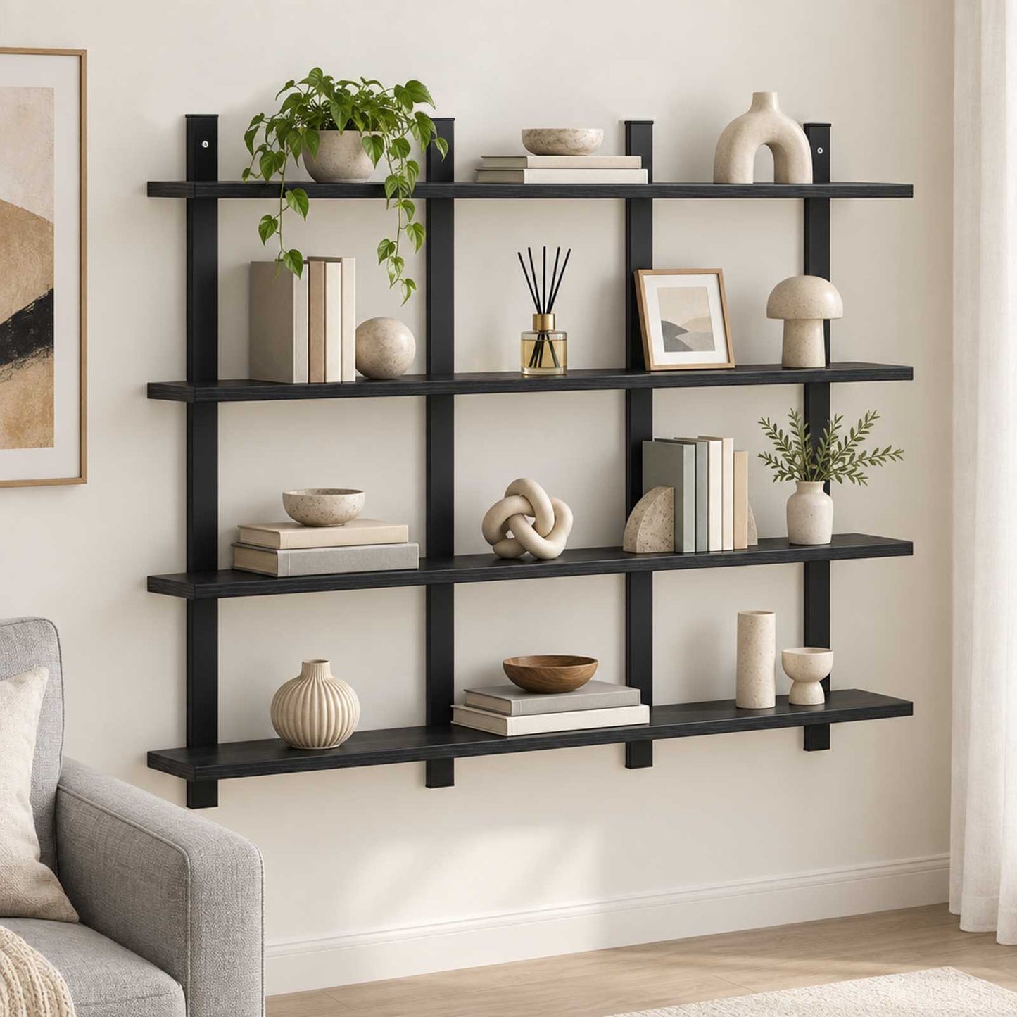 vidaXL Ράφι Τοίχου Μαύρη Δρυς 102 x 13.5 x 80 cm Επεξεργασμένο Ξύλο