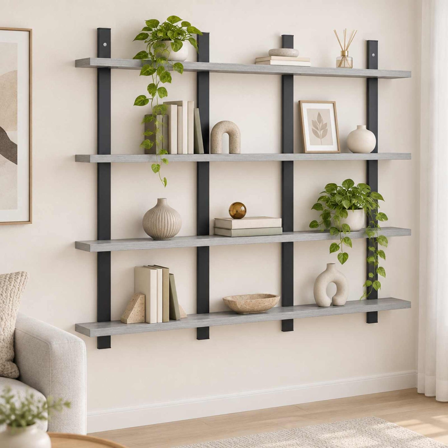 vidaXL Ράφι Τοίχου Γκρι Sonoma 102 x 13.5 x 80 cm Επεξεργασμένο Ξύλο