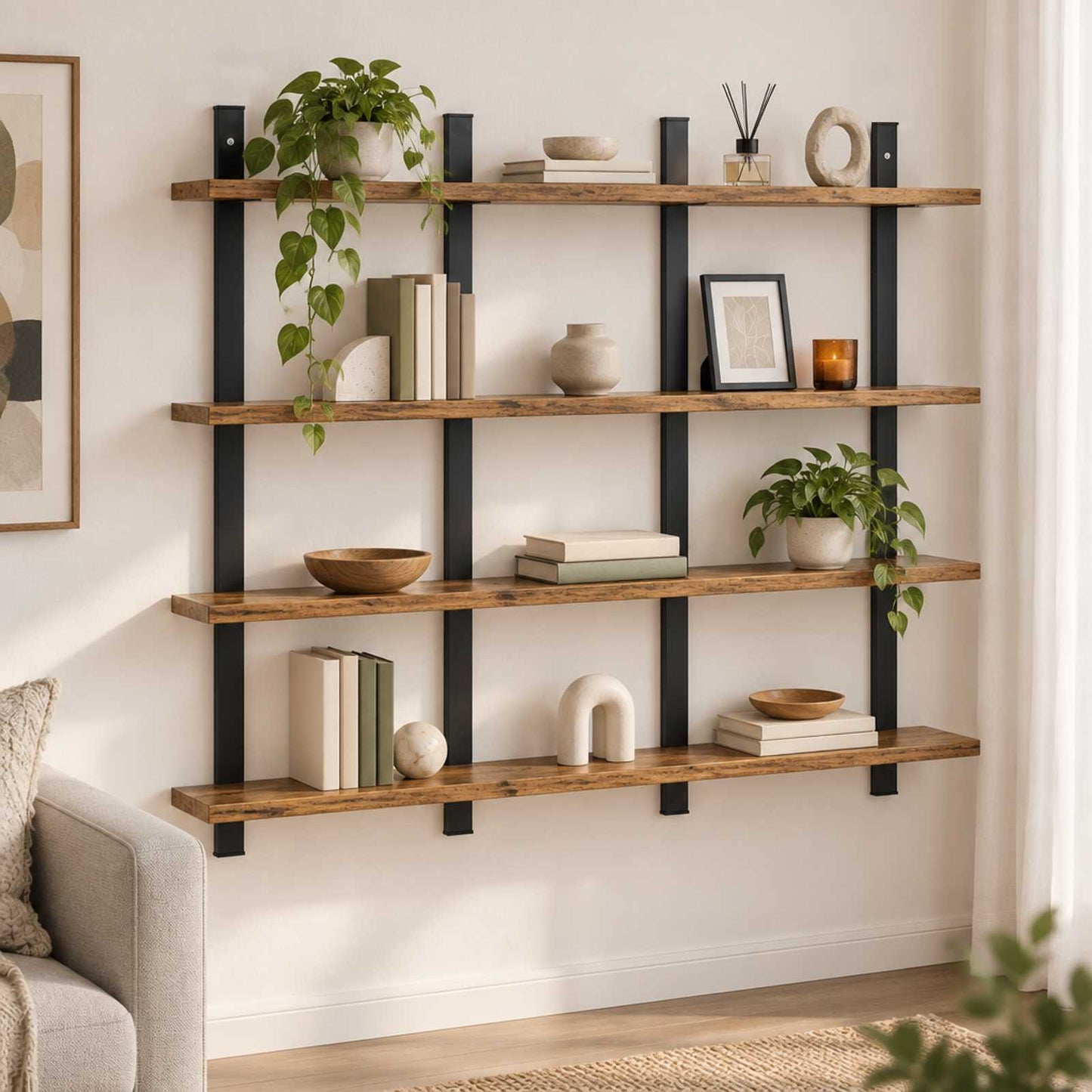 vidaXL Ράφι Τοίχου Παλαιωμένο ξύλο 102 x 13.5 x 80 cm