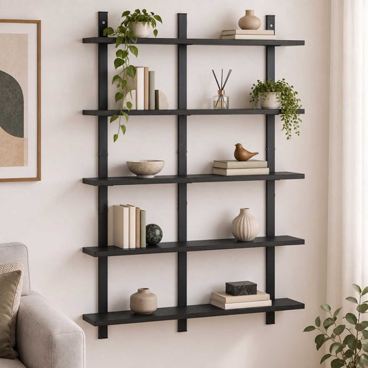 vidaXL Ράφι Τοίχου Μαύρη Δρυς 79.5 x 13.5 x 102 cm Επεξεργασμένο Ξύλο