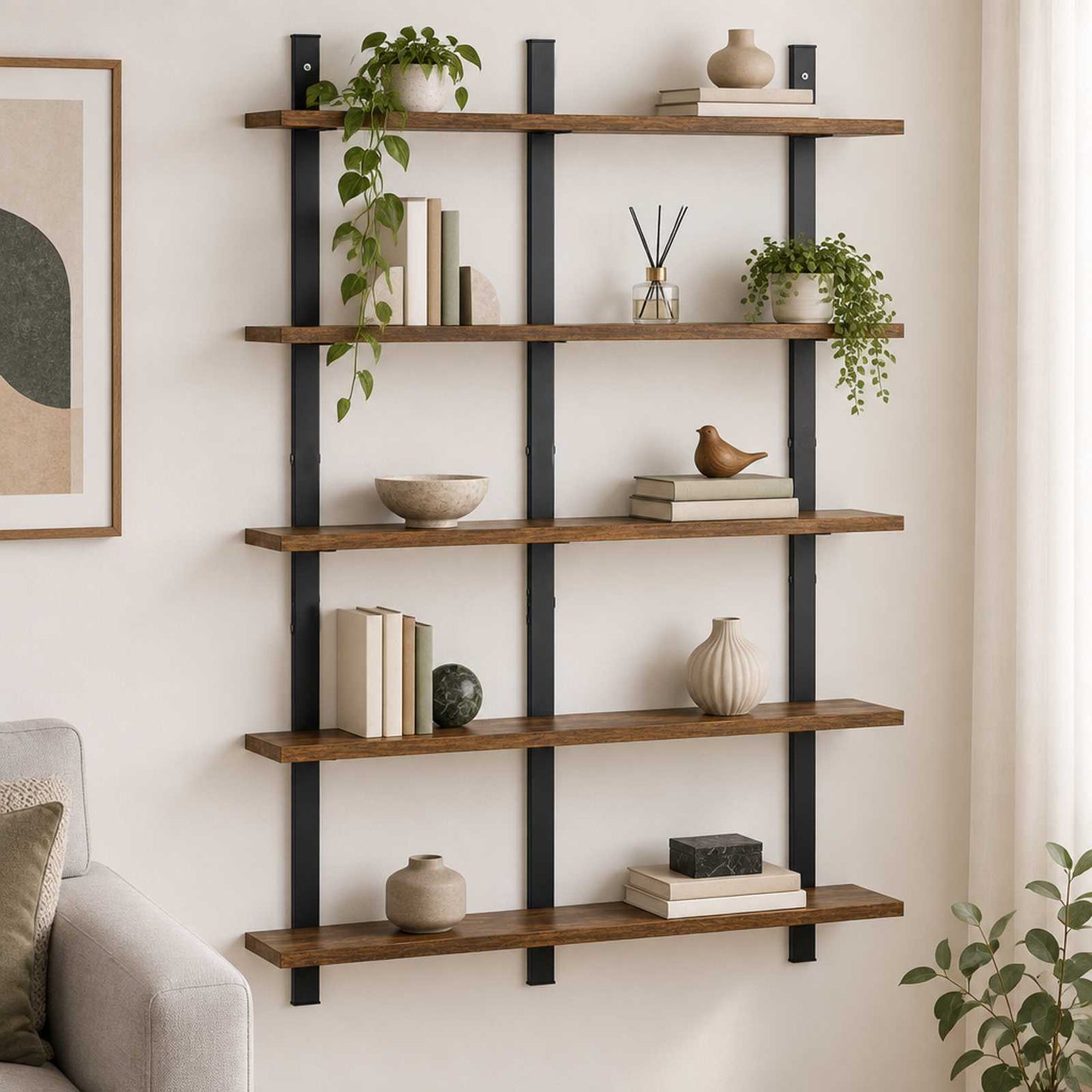 vidaXL Ράφι Τοίχου Καπνισμένο Ξύλο Δρυός 79.5 x 13.5 x 102 cm