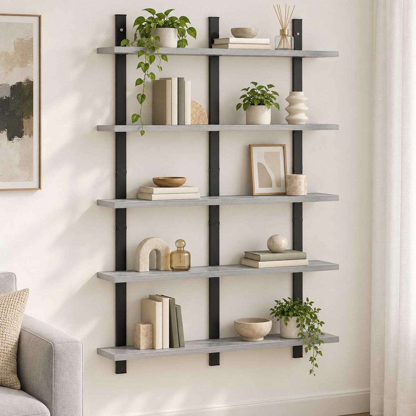 vidaXL Ράφι Τοίχου Γκρι Sonoma 79.5 x 13.5 x 102 cm Επεξεργασμένο Ξύλο