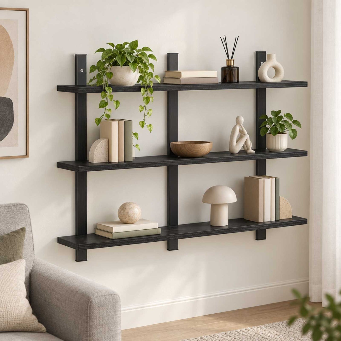vidaXL Ράφι Τοίχου Μαύρη Δρυς 79.5 x 13.5 x 58 cm Επεξεργασμένο Ξύλο