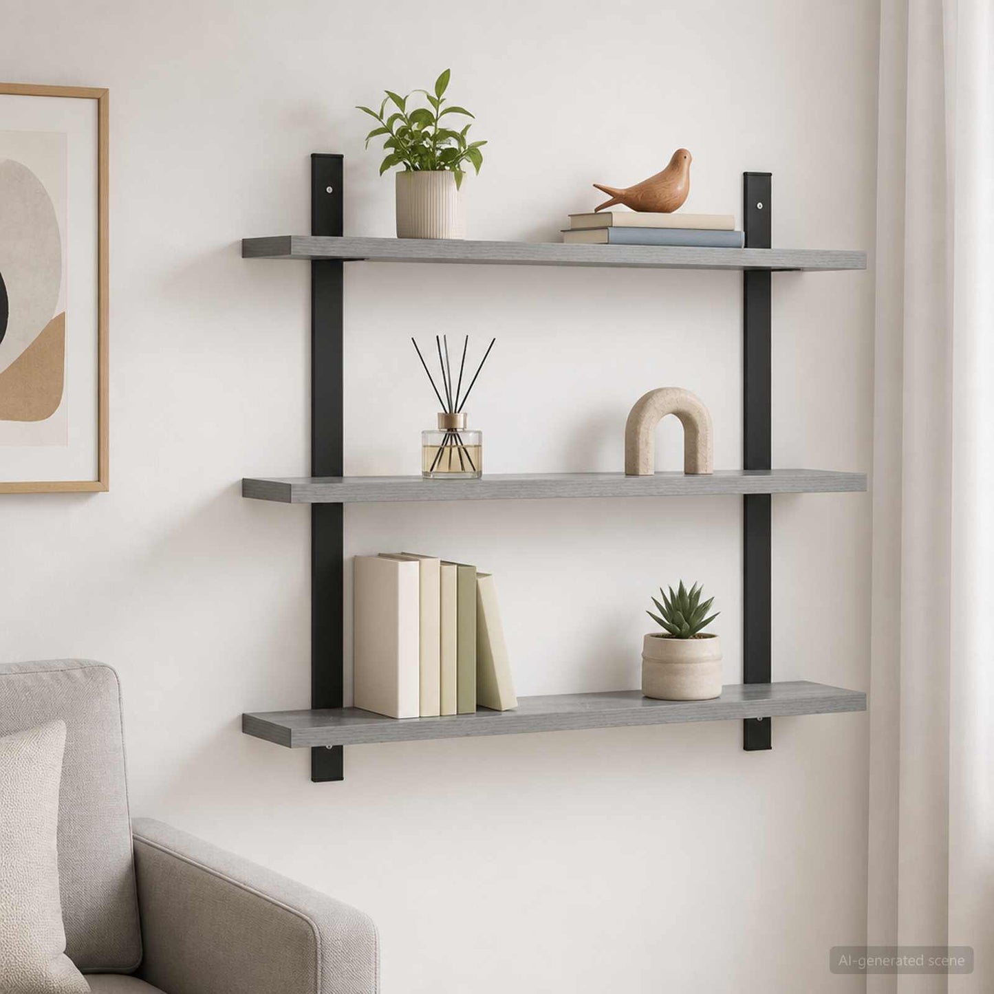 vidaXL Ράφι Τοίχου Γκρι Sonoma 60,5 x 13,5 x 58,5 cm