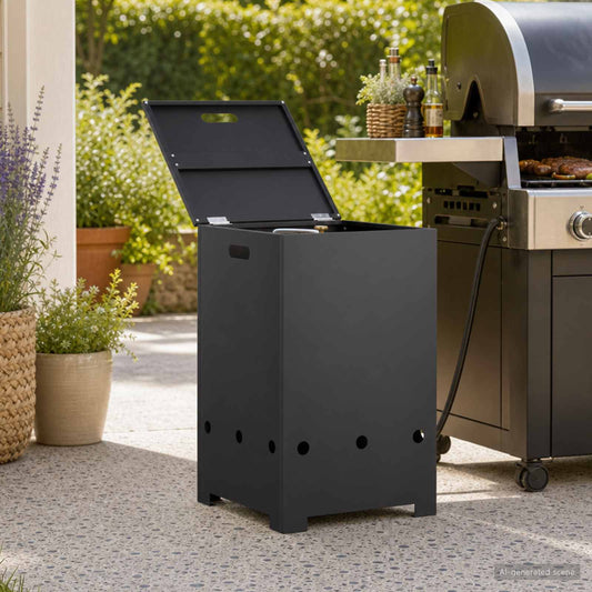 vidaXL Κάλυμμα φιάλης προπανίου 40 x 40 x 66 cm Ατσάλι Μαύρο