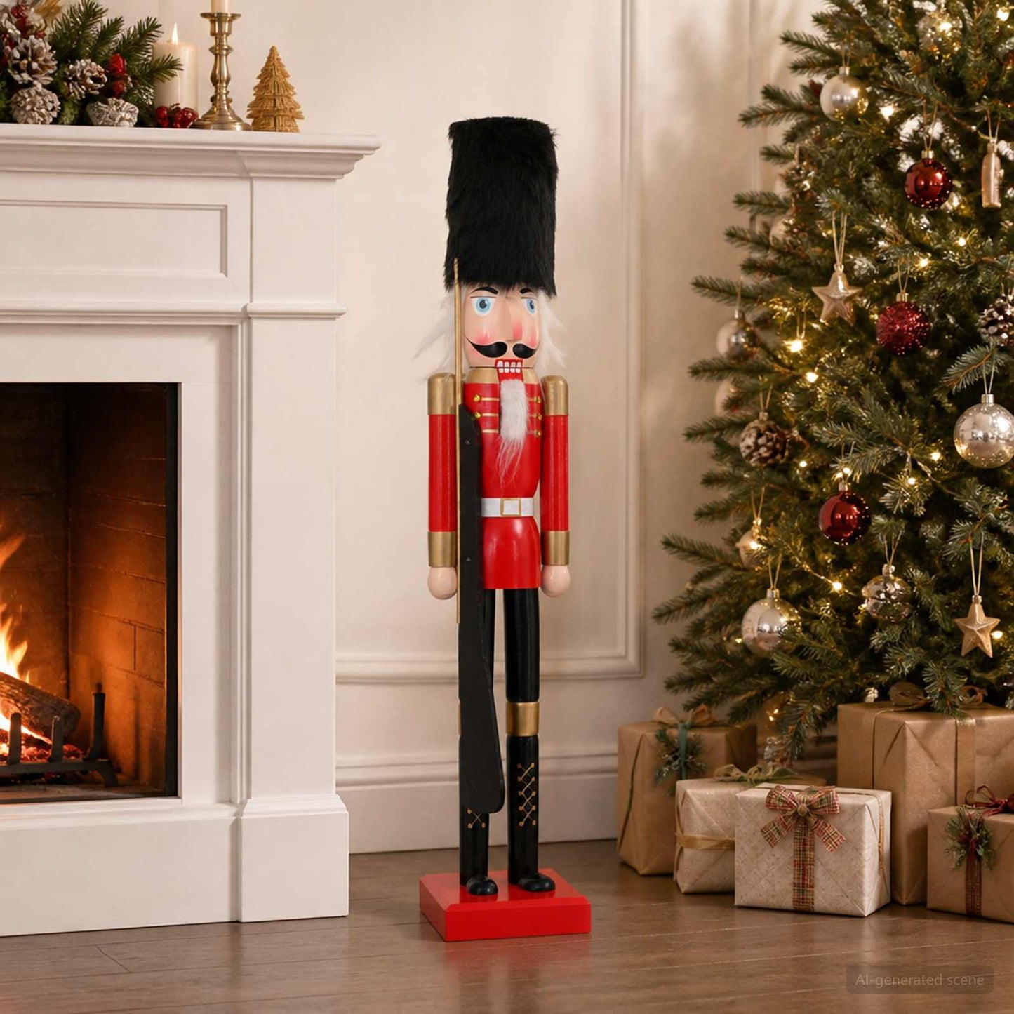 vidaXL Χριστουγεννιάτικος καρυοθραύστης TURKU Κόκκινο και μαύρο 91 εκ.