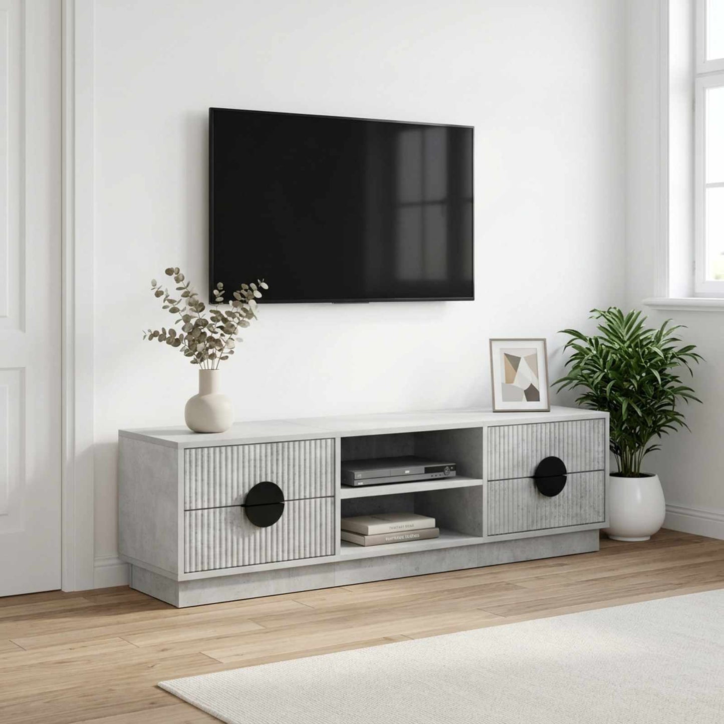 vidaXL Ντουλάπι TV VENRAY 137,5 x 33 x 40 cm Γκρι Σκυροδέματος