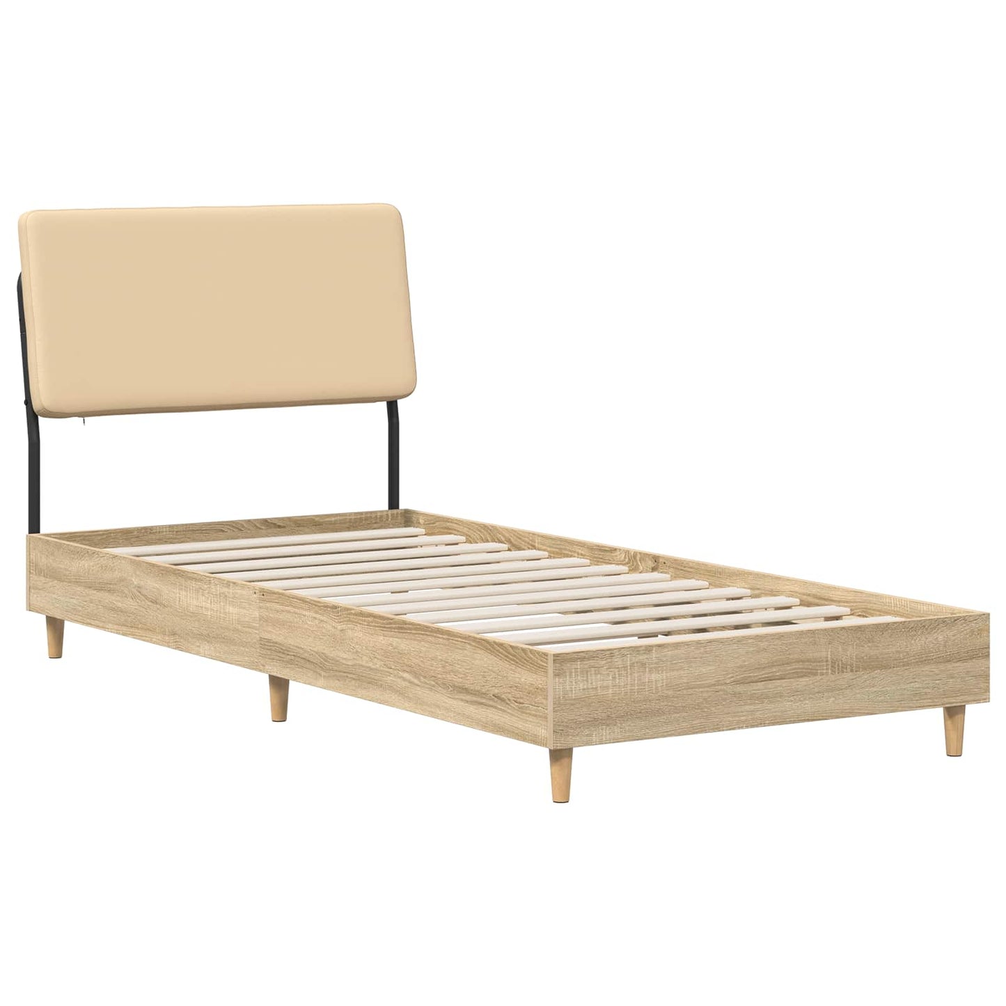 vidaXL Μονό κρεβάτι με κεφαλάρι Sonoma oak και κρεμ 90 x 200 cm