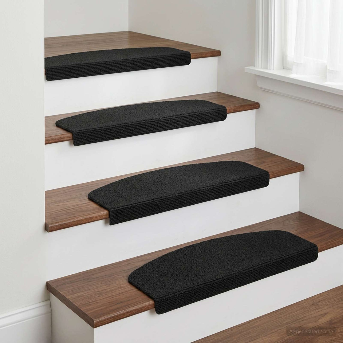 vidaXL Πατάκια σκάλας 15 τμχ. 65 x 21 x 4 cm Σκούρο Γκρι Πολυεστέρας