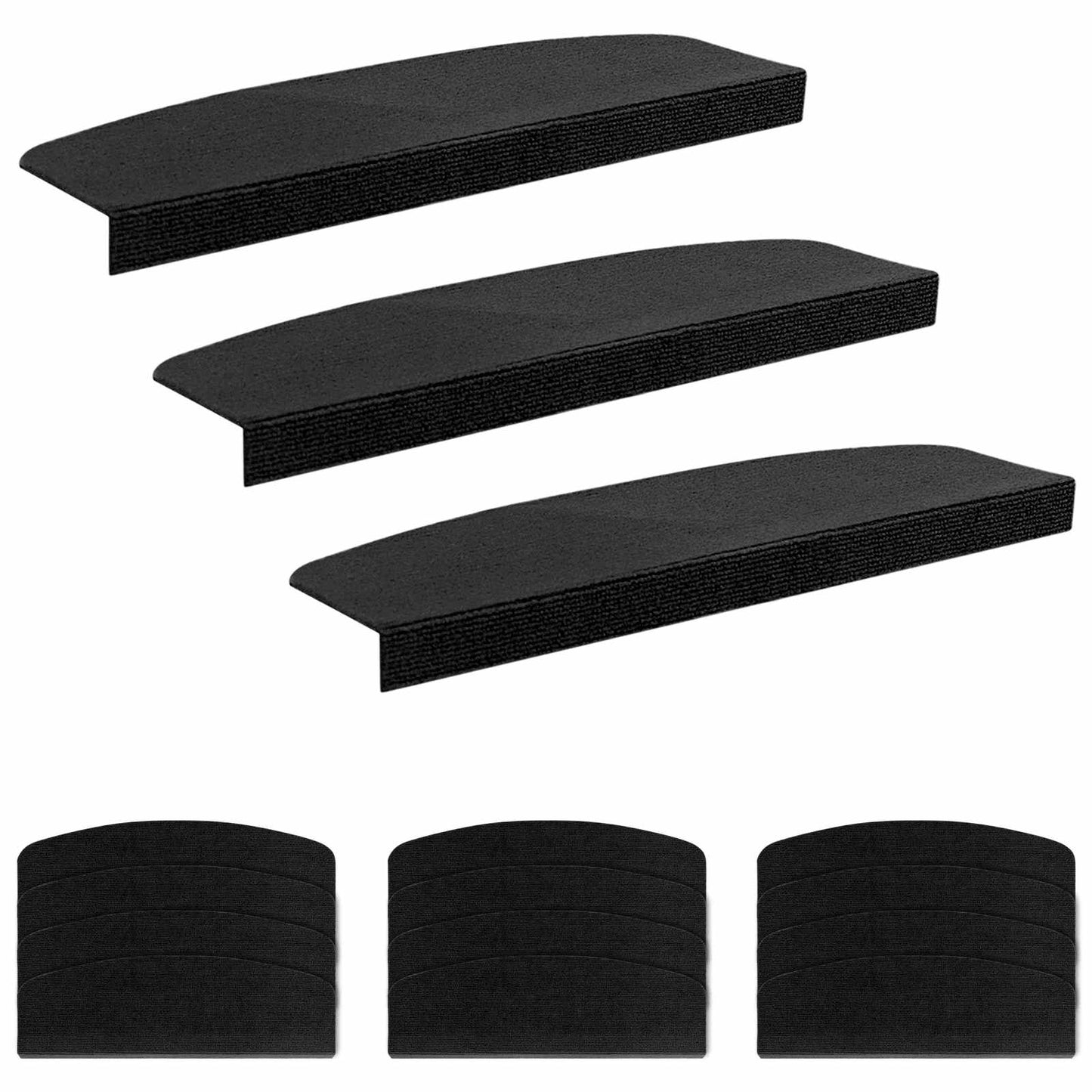 vidaXL Πατάκια σκάλας 15 τμχ. 65 x 21 x 4 cm Σκούρο Γκρι Πολυεστέρας