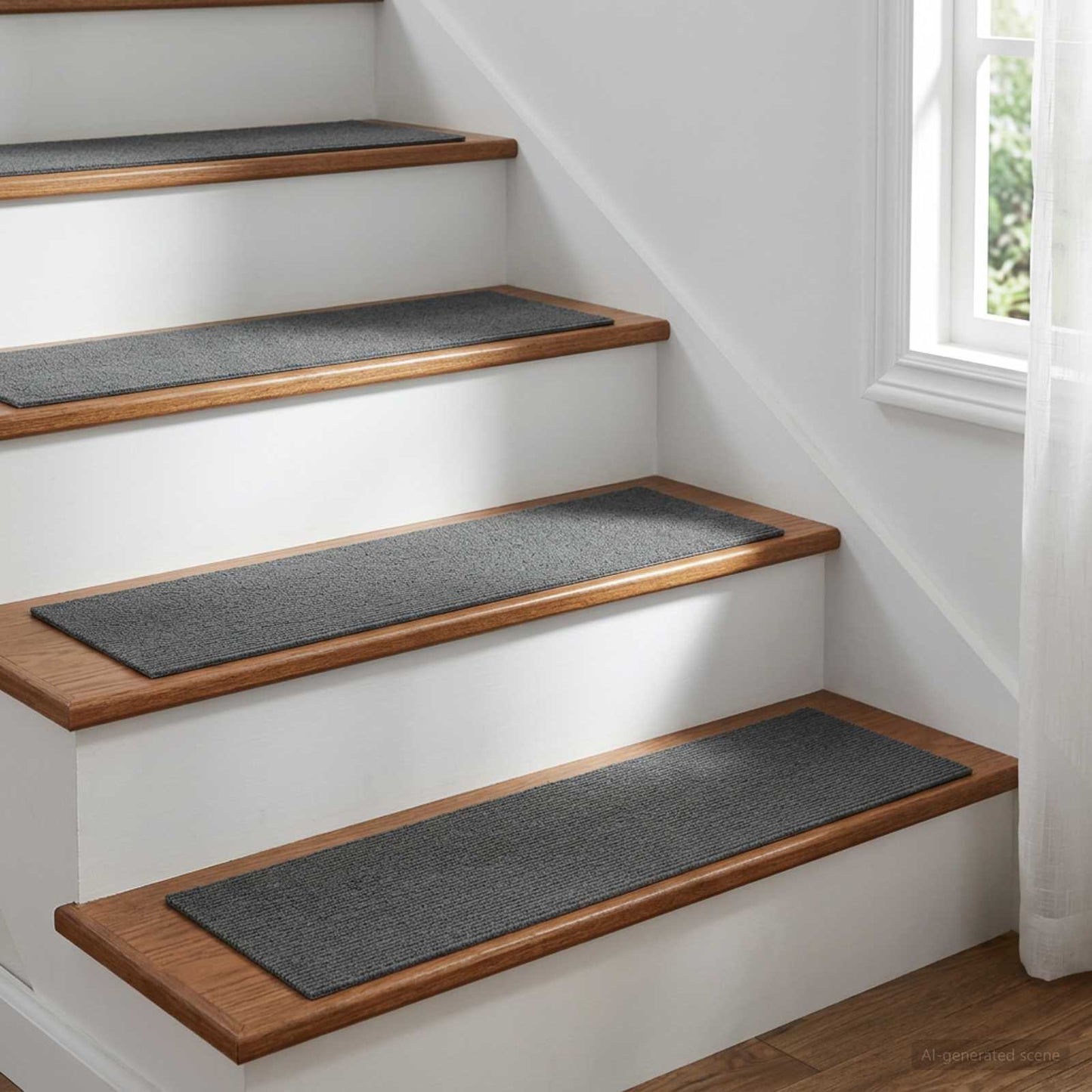 vidaXL Πατάκια σκάλας 15 τμχ. 76 x 20 cm Ανοιχτό γκρι Πολυεστέρας