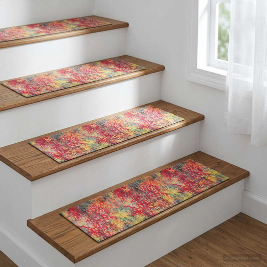 vidaXL Πατάκια σκάλας 15 τμχ. 76 x 20 cm Πολύχρωμο Πολυεστέρας