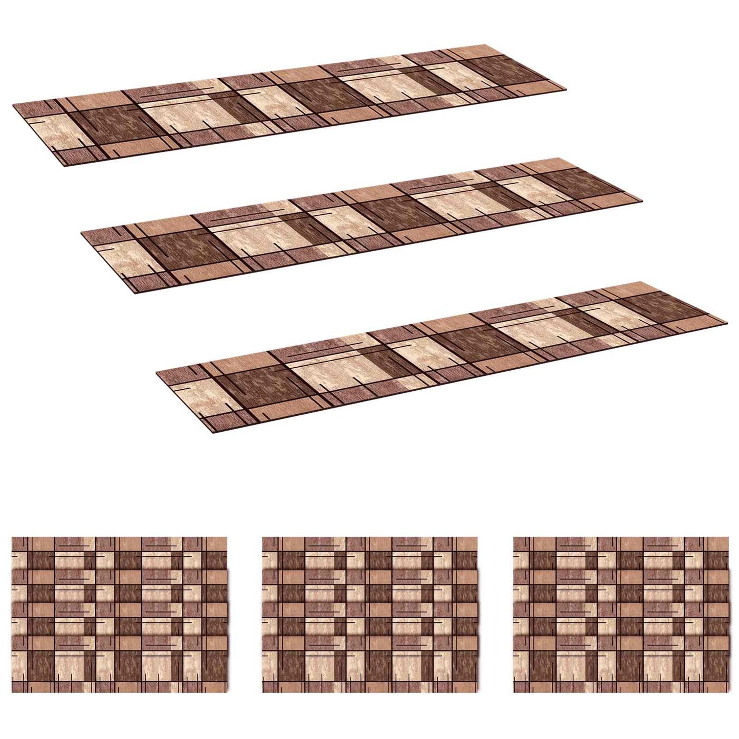 vidaXL Πατάκια σκάλας 15 τμχ. 76 x 20 cm Καφέ Πολυεστέρας Ορθογώνιος