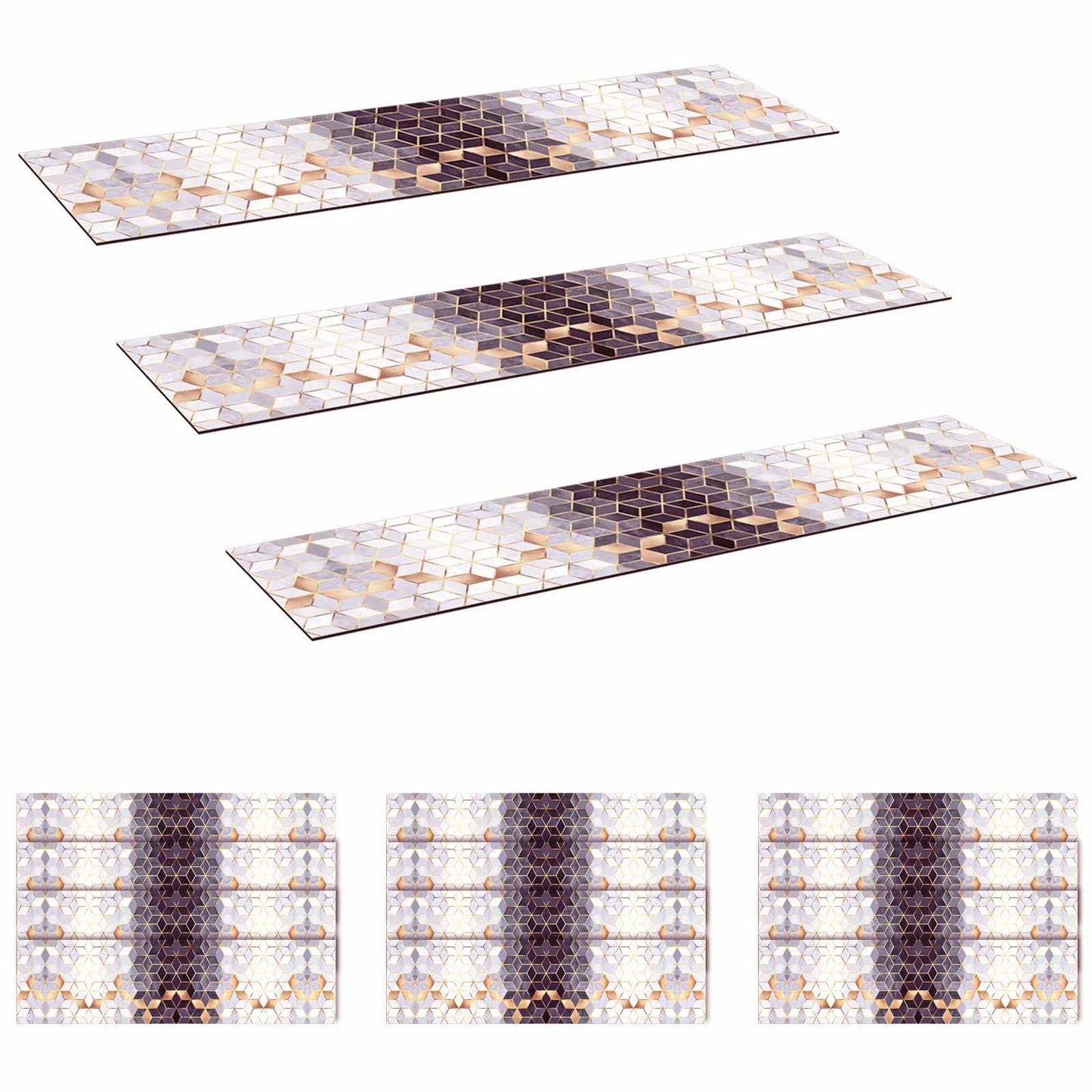 vidaXL Πατάκια σκάλας 15 τμχ. 76 x 20 cm Κυψελοειδές μοτίβο