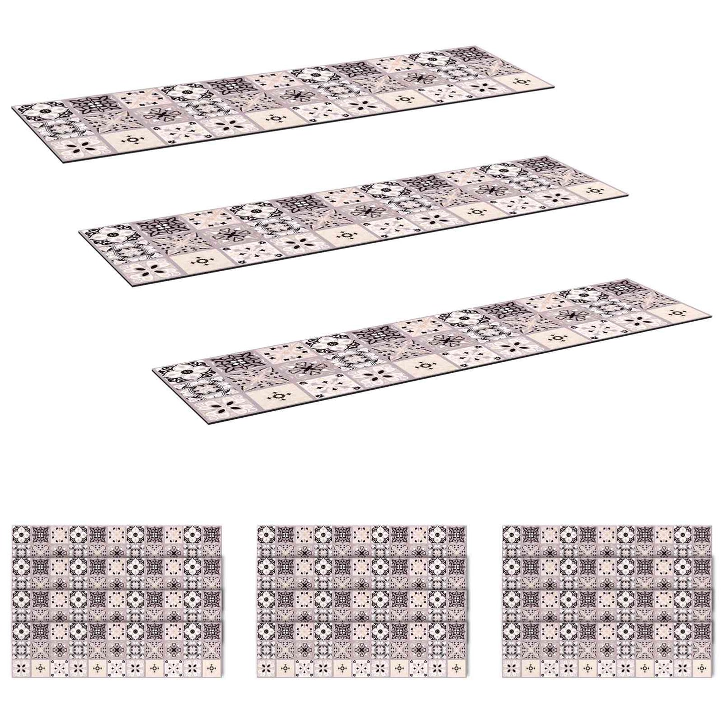 vidaXL Πατάκια σκάλας 15 τμχ. 76 x 20 cm Γκρι και Μαύρο Πολυεστέρας