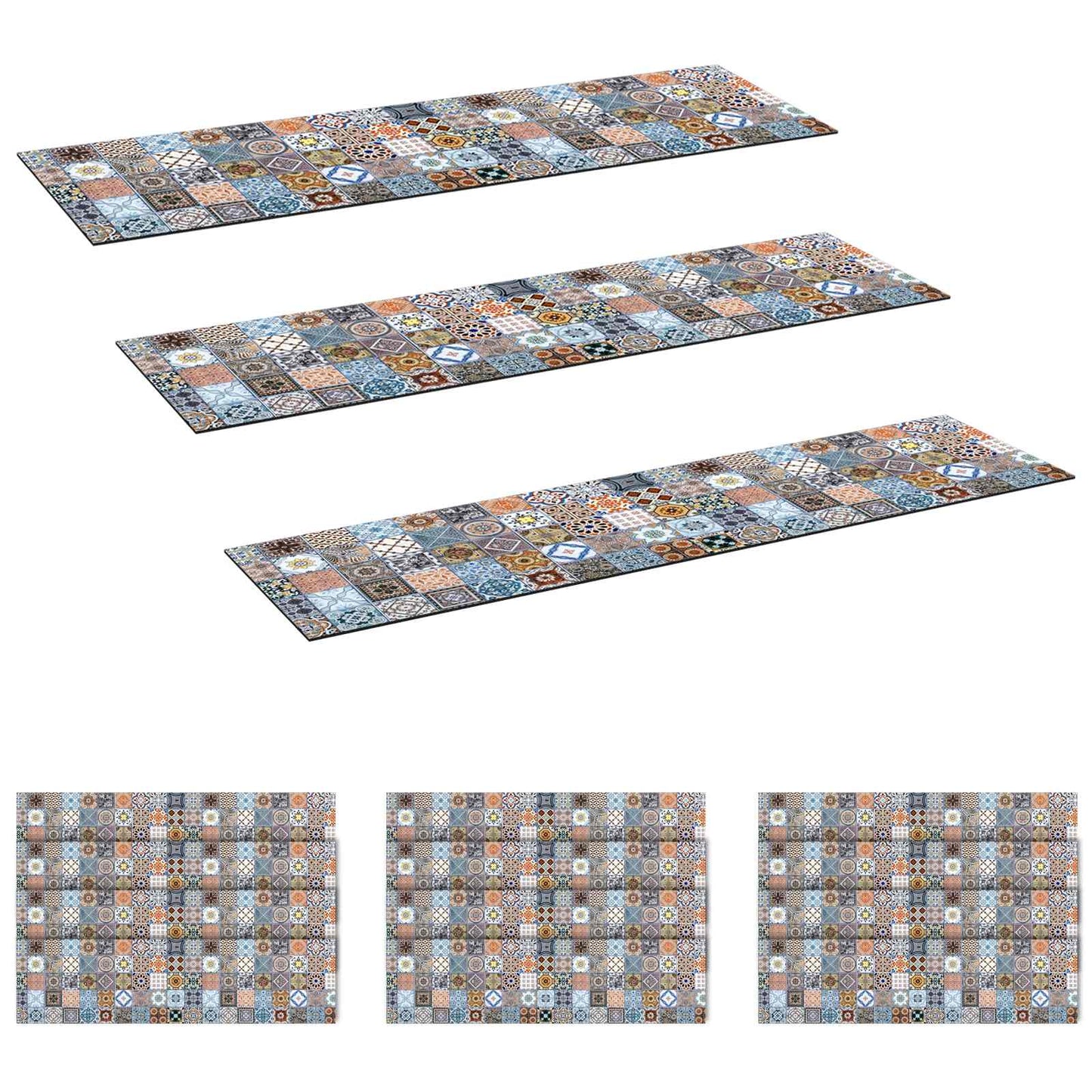 vidaXL Πατάκια σκάλας 15 τμχ. 76 x 20 cm Μπλε Πολυεστέρας Ορθογώνιος