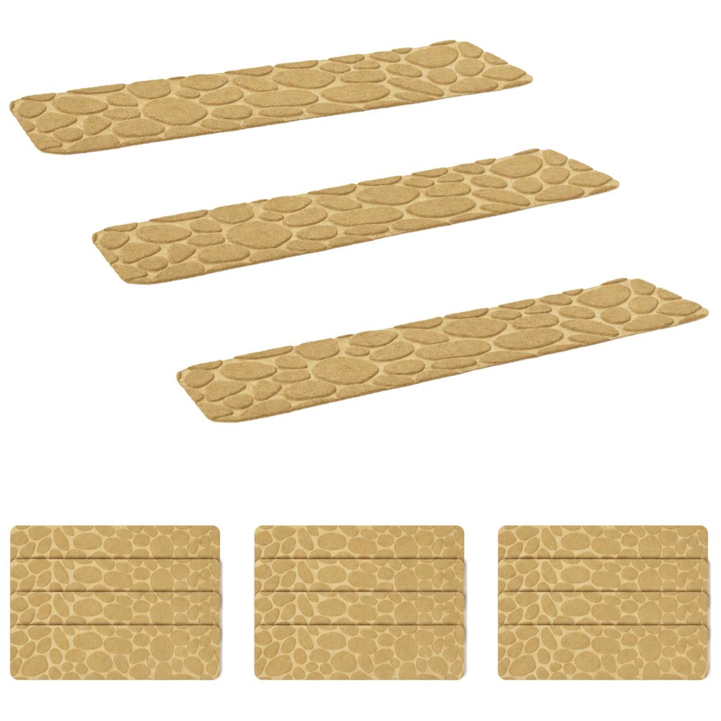 vidaXL Πατάκια σκάλας 15 τμχ. 76 x 20 cm Μπεζ Πολυεστέρας Ορθογώνιος