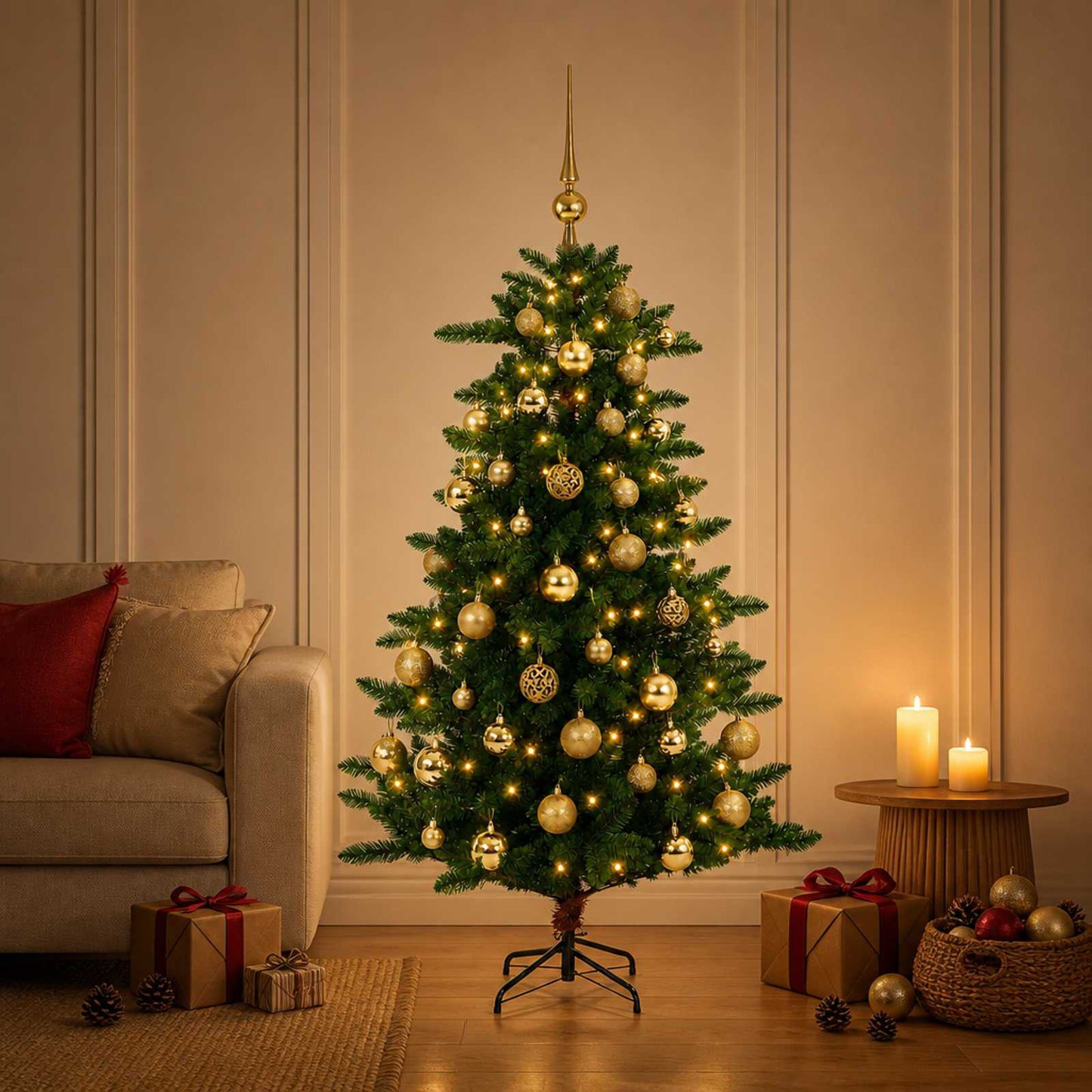 vidaXL Artificial Christmas Tree with Bauble 150 εκ. 150 LED